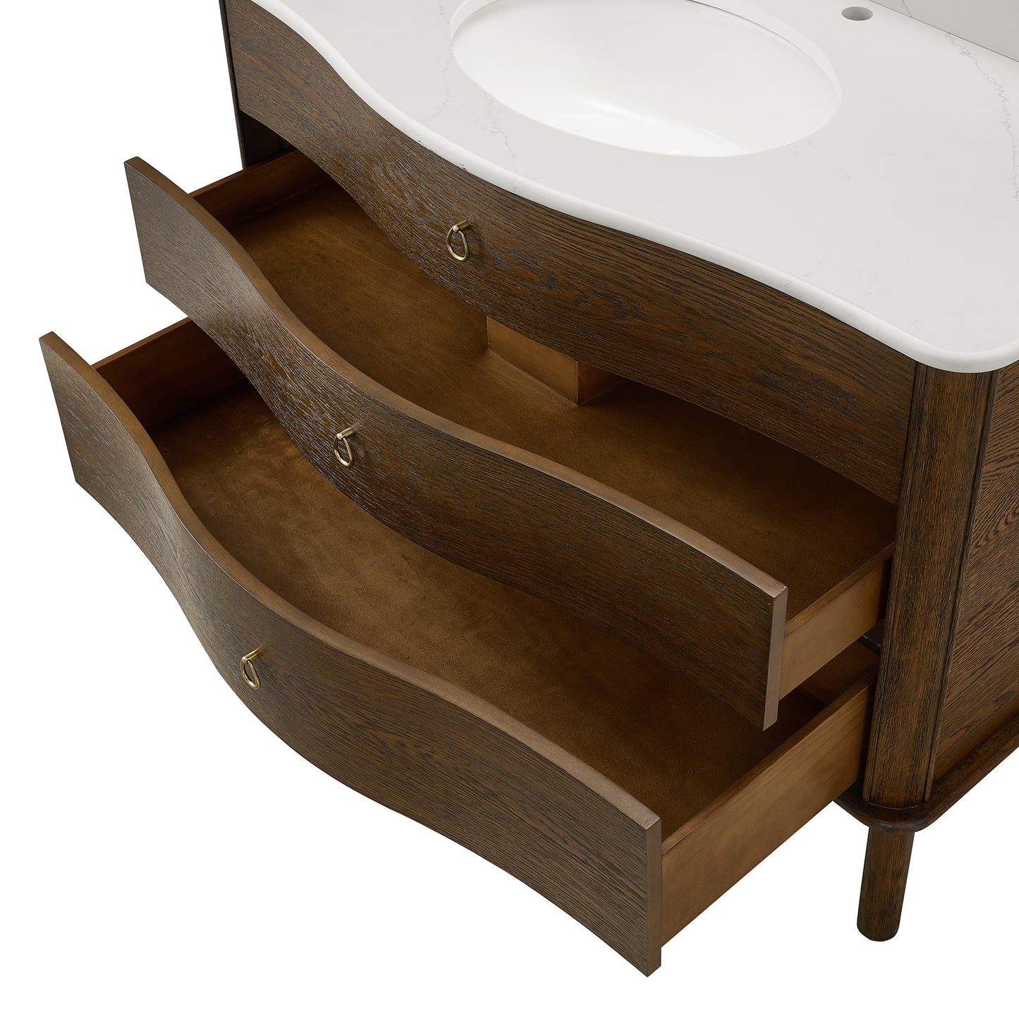 Grace 48" Single Bathroom Vanity | Enhanced Brown Oak | Statuario Quartz Countertop