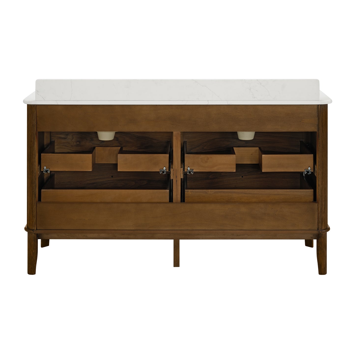 Grace 60" Double Bathroom Vanity | Enhanced Brown Oak | Statuario Quartz Countertop