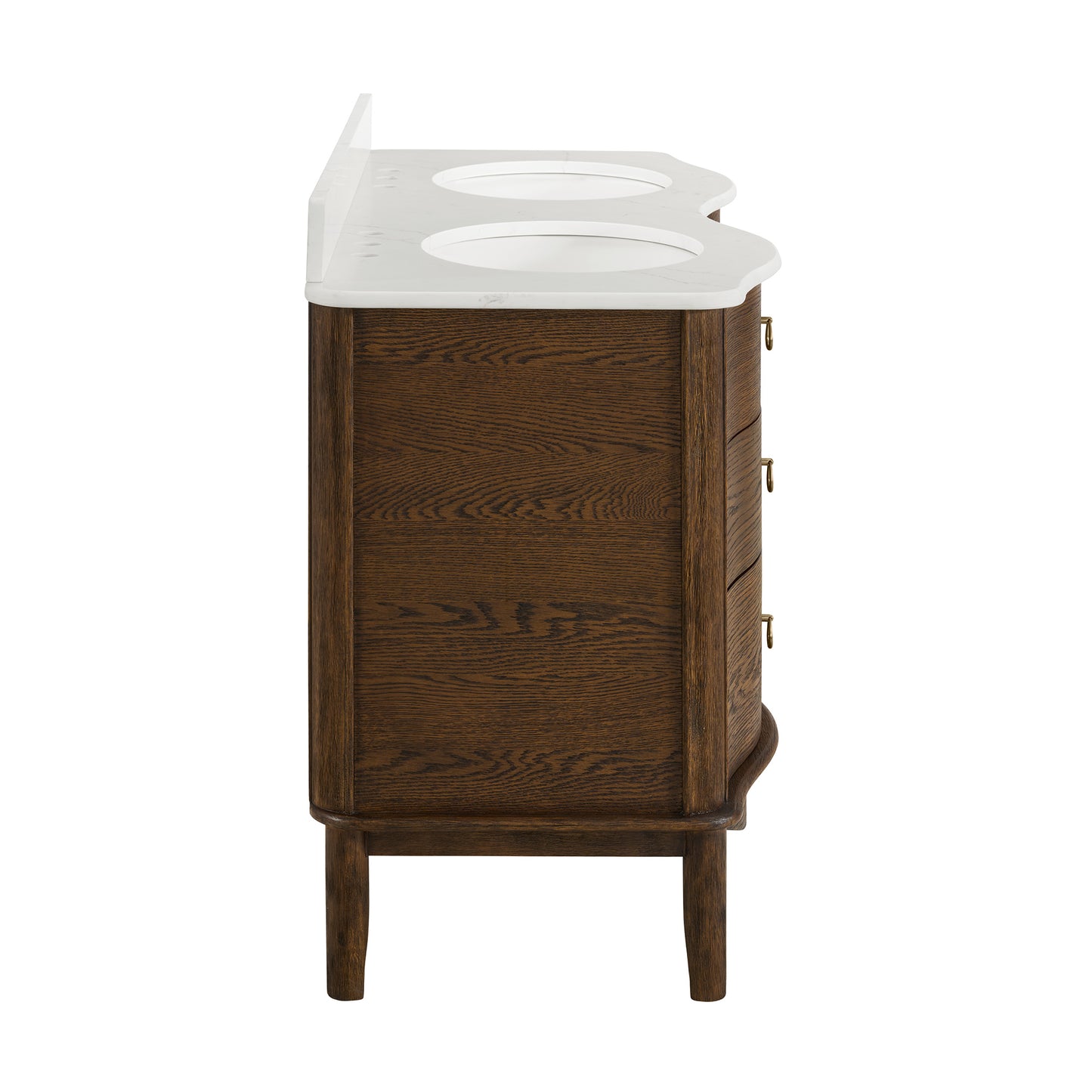 Grace 60" Double Bathroom Vanity | Enhanced Brown Oak | Statuario Quartz Countertop
