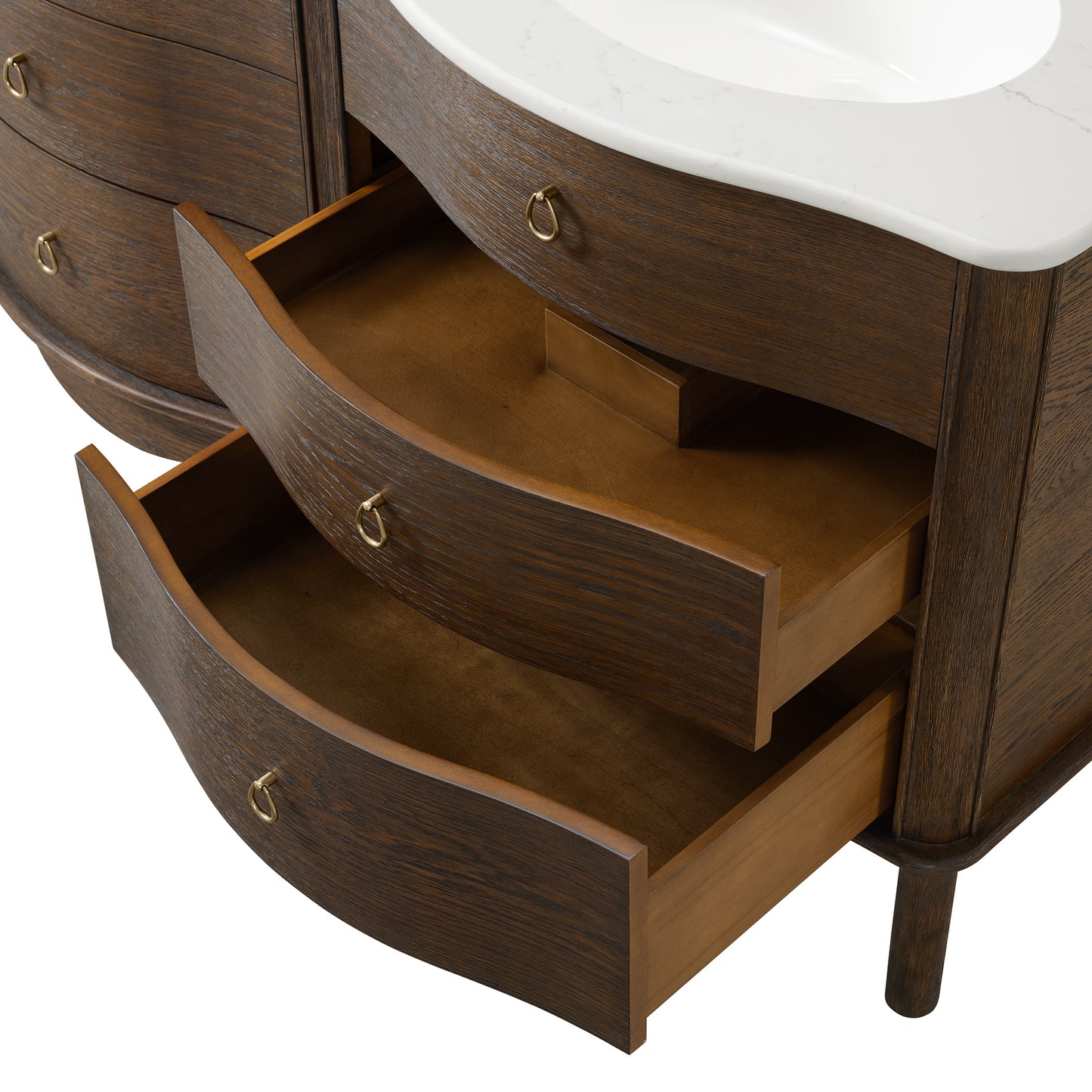 Grace 60" Double Bathroom Vanity | Enhanced Brown Oak | Statuario Quartz Countertop