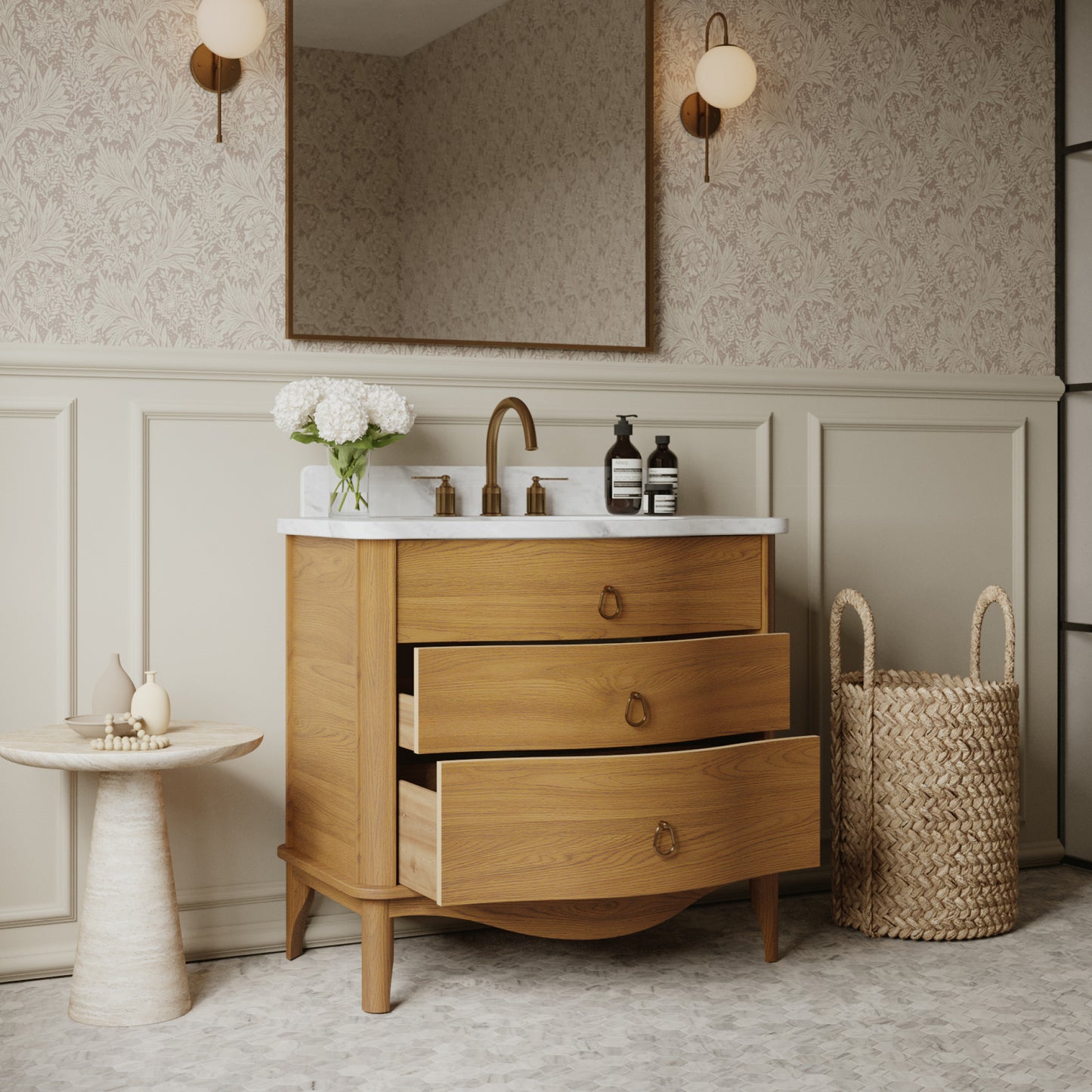 Grace 36" Single Bathroom Vanity | Statuario Quartz Countertop