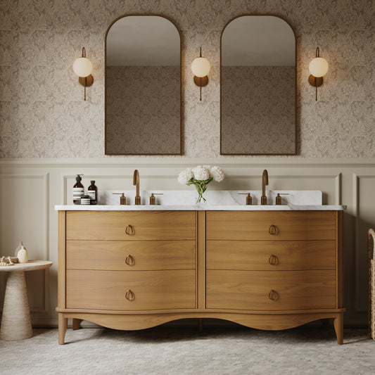 Grace 72" Double Bathroom Vanity | Statuario Quartz Countertop