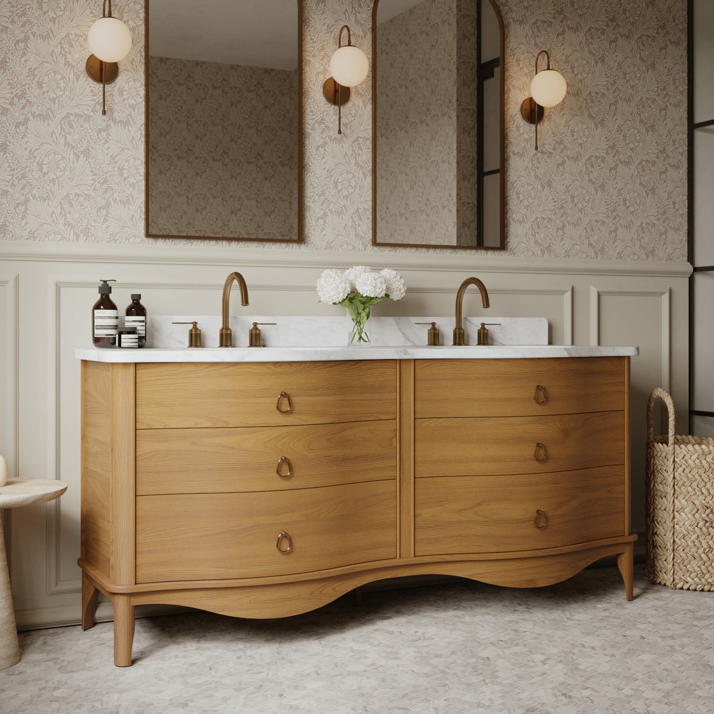 Grace 72" Double Bathroom Vanity | Statuario Quartz Countertop