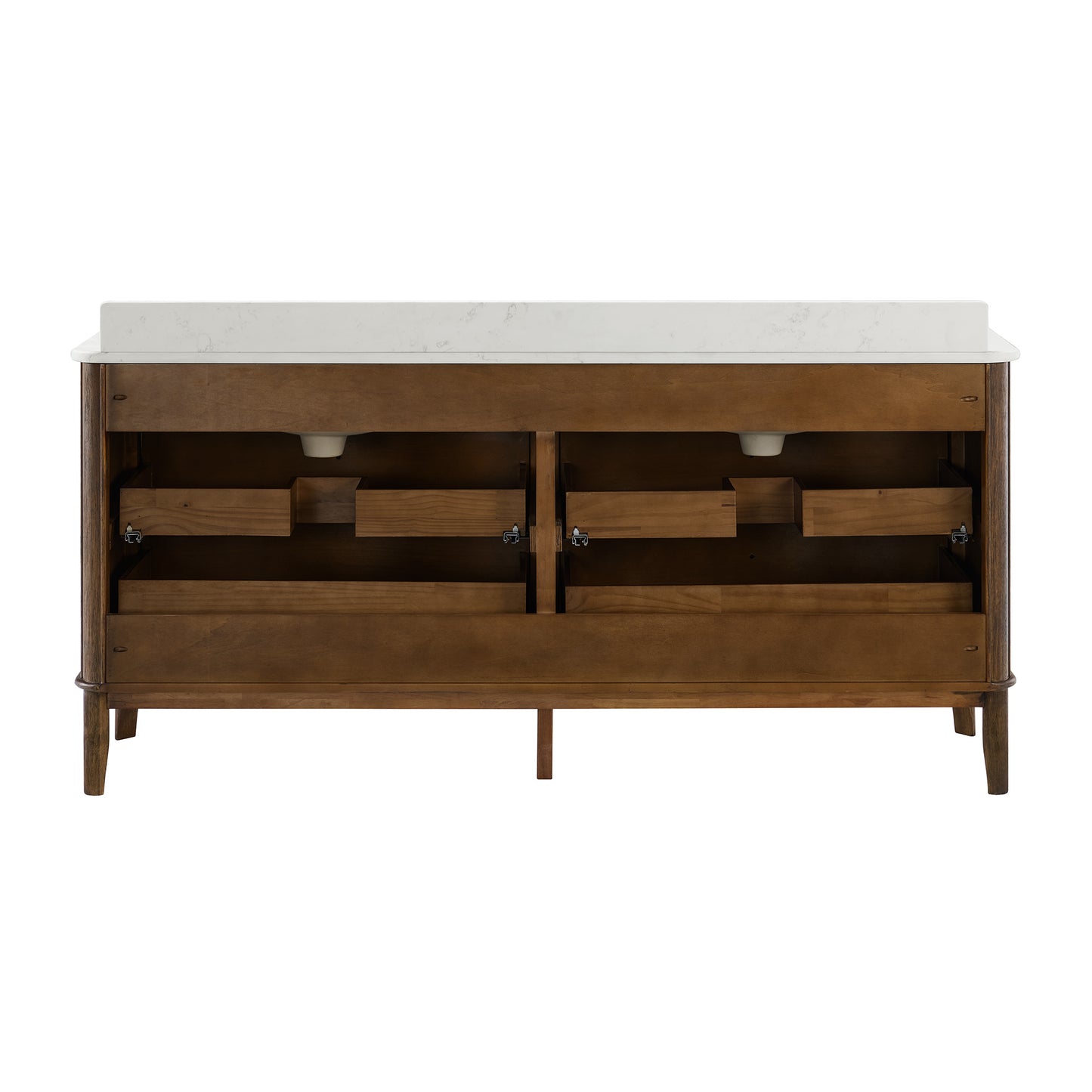 Grace 72" Double Bathroom Vanity | Enhanced Brown Oak | Statuario Quartz Countertop
