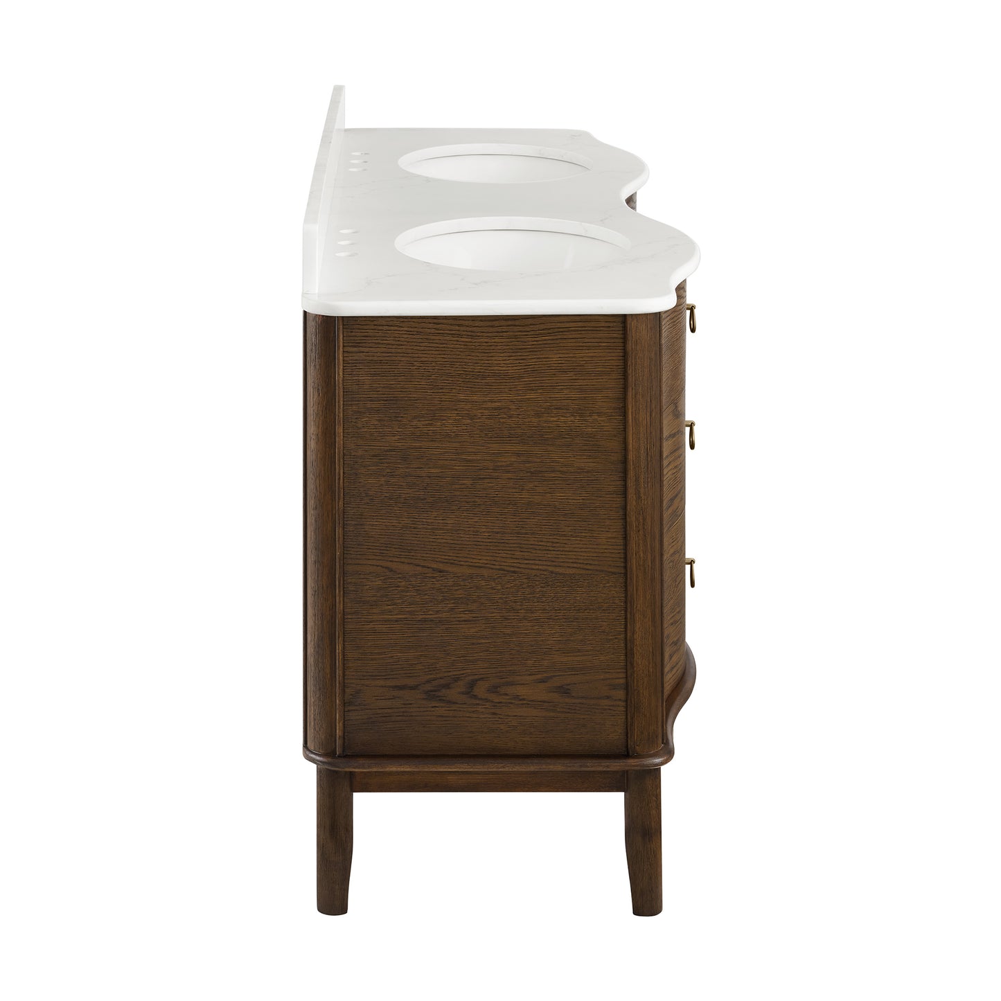 Grace 72" Double Bathroom Vanity | Enhanced Brown Oak | Statuario Quartz Countertop