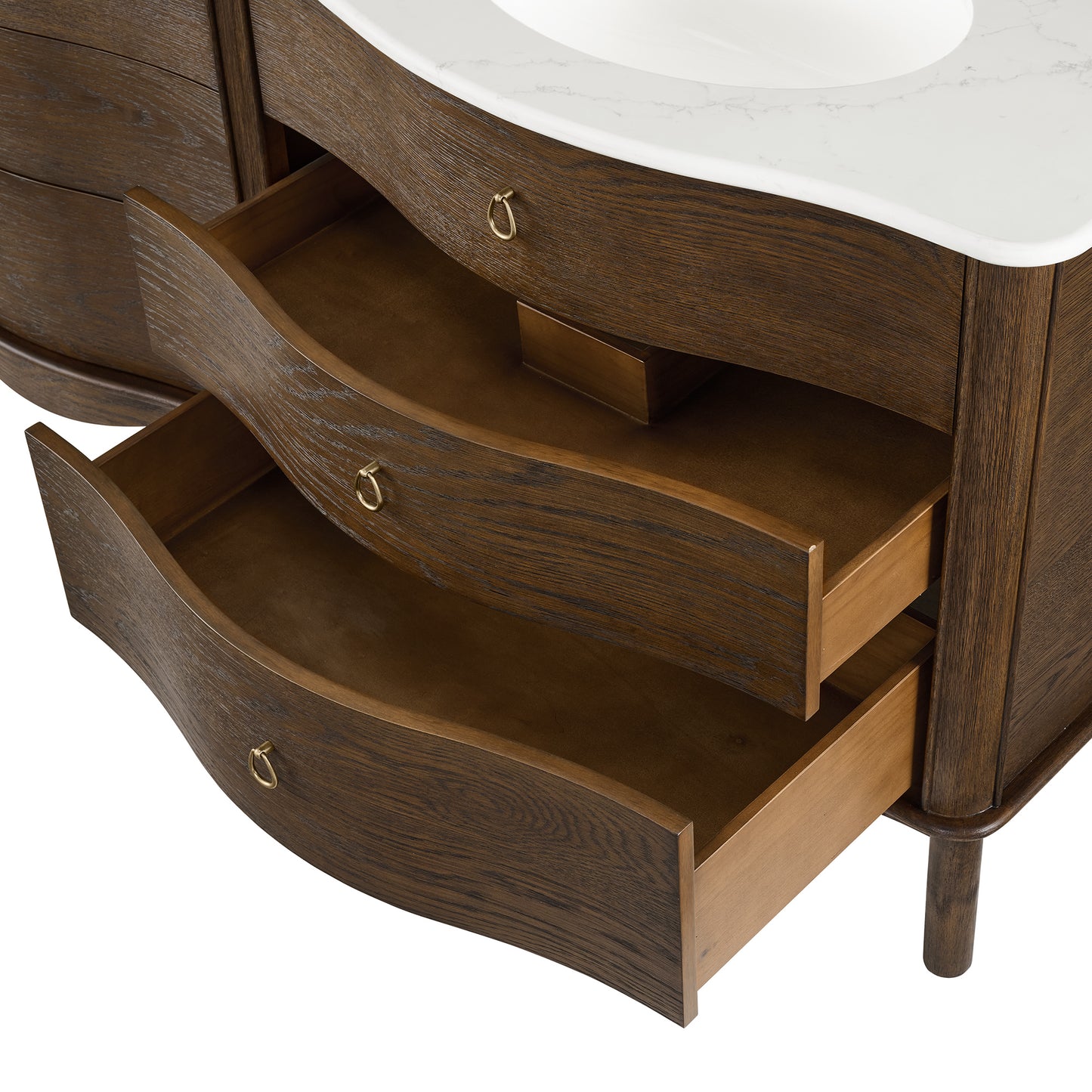 Grace 72" Double Bathroom Vanity | Enhanced Brown Oak | Statuario Quartz Countertop