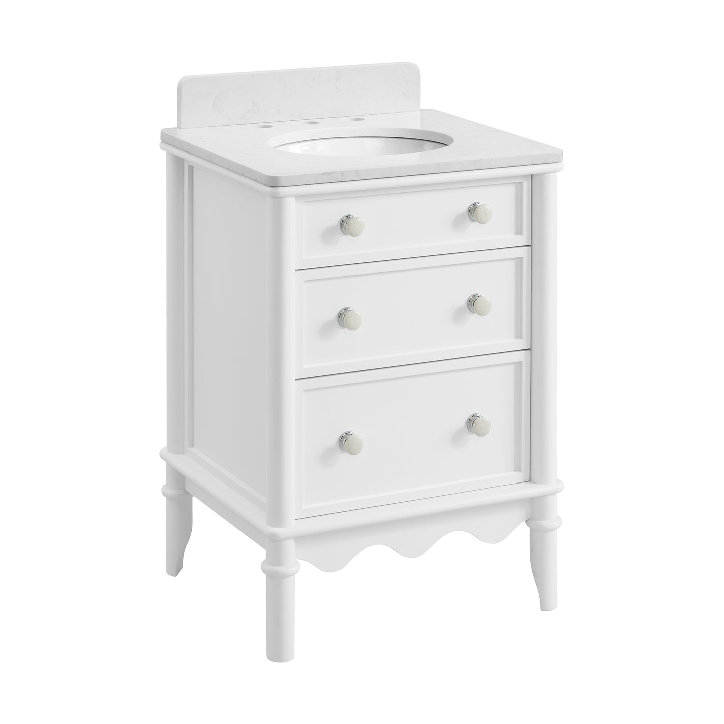 Juliette 24" Scallop Bathroom Vanity | Cultured Marble Countertop