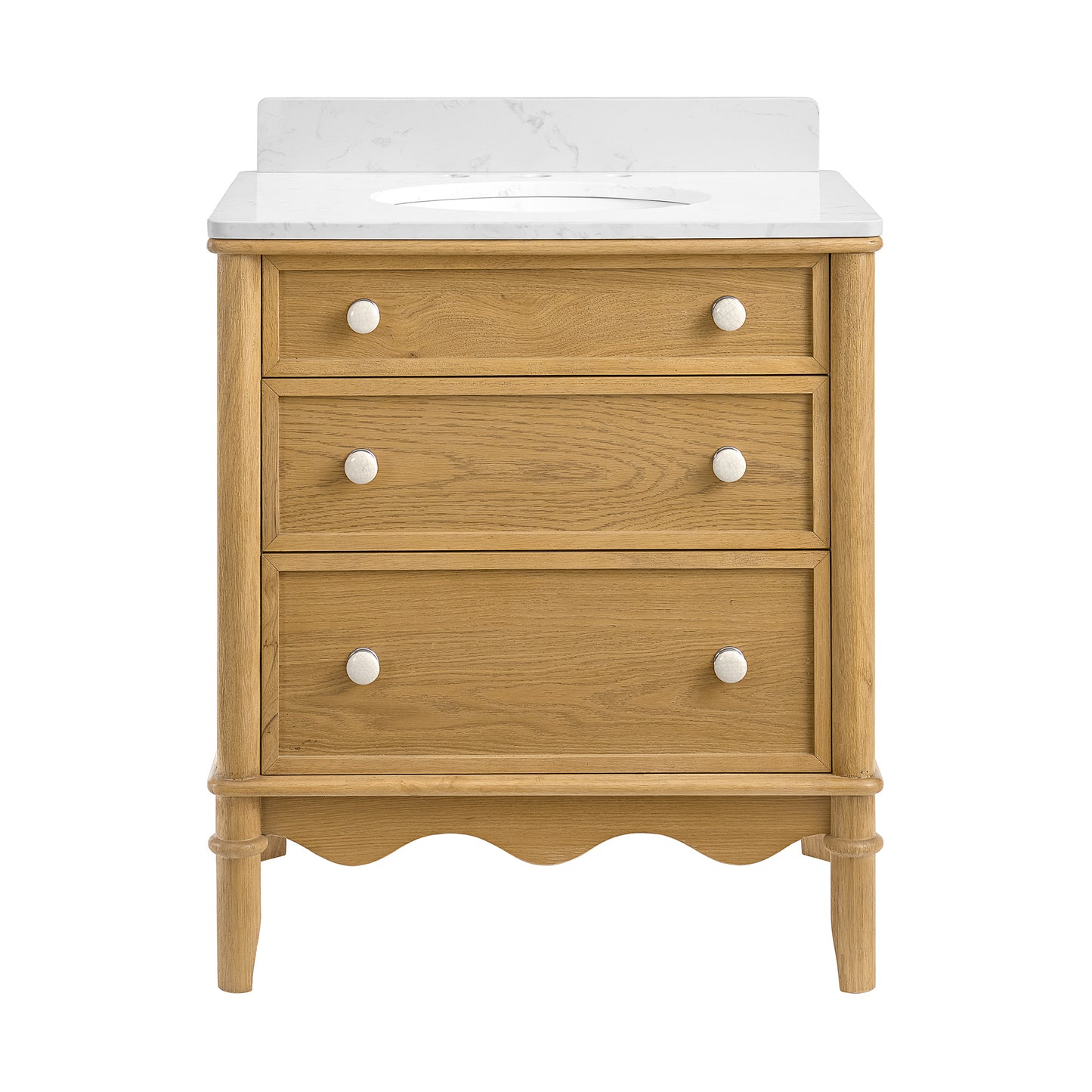 Juliette 30"W x 20"D Single Bathroom Vanity | Natural Enhanced Oak | Cultured Marble Countertop