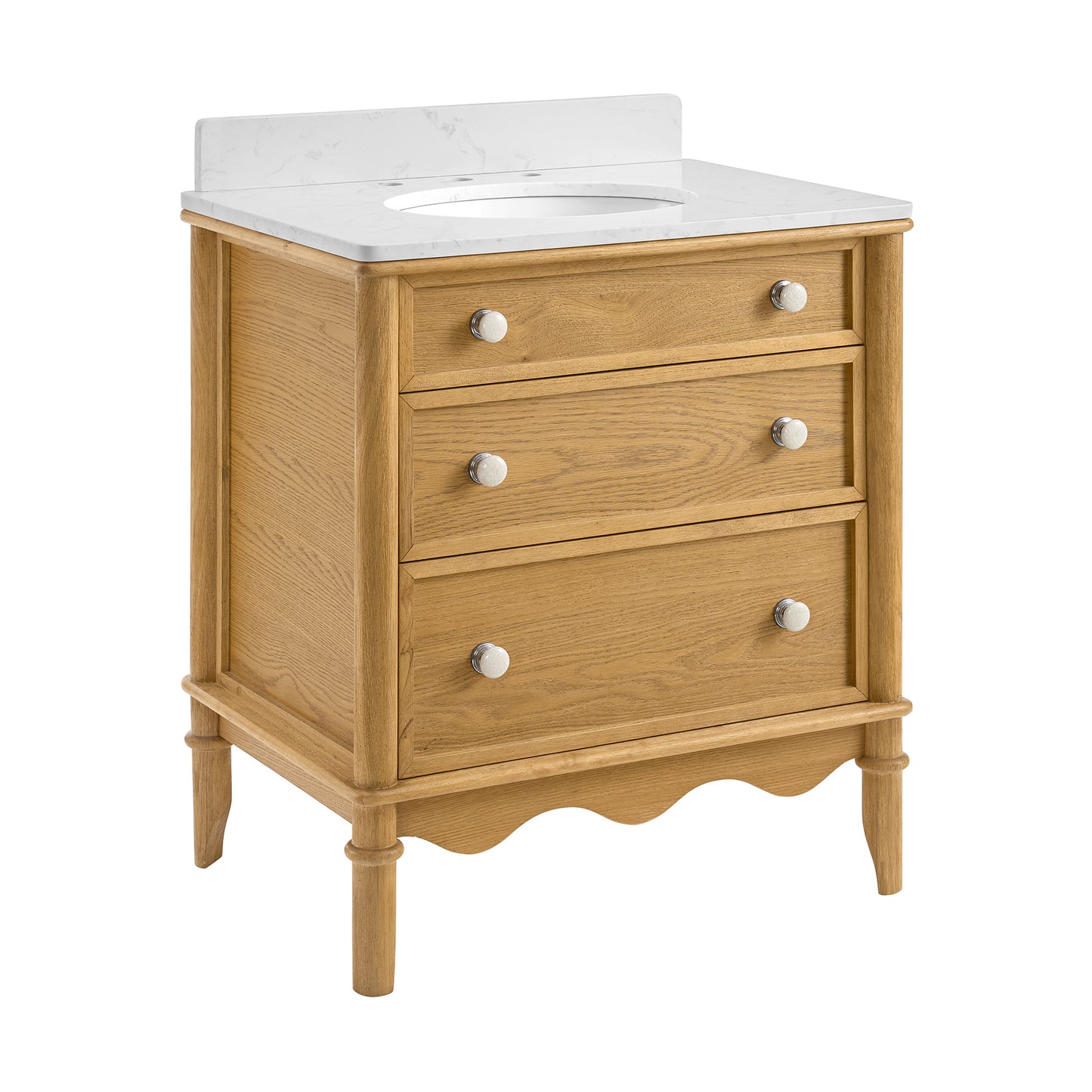 Juliette 30"W x 20"D Single Bathroom Vanity | Natural Enhanced Oak | Cultured Marble Countertop