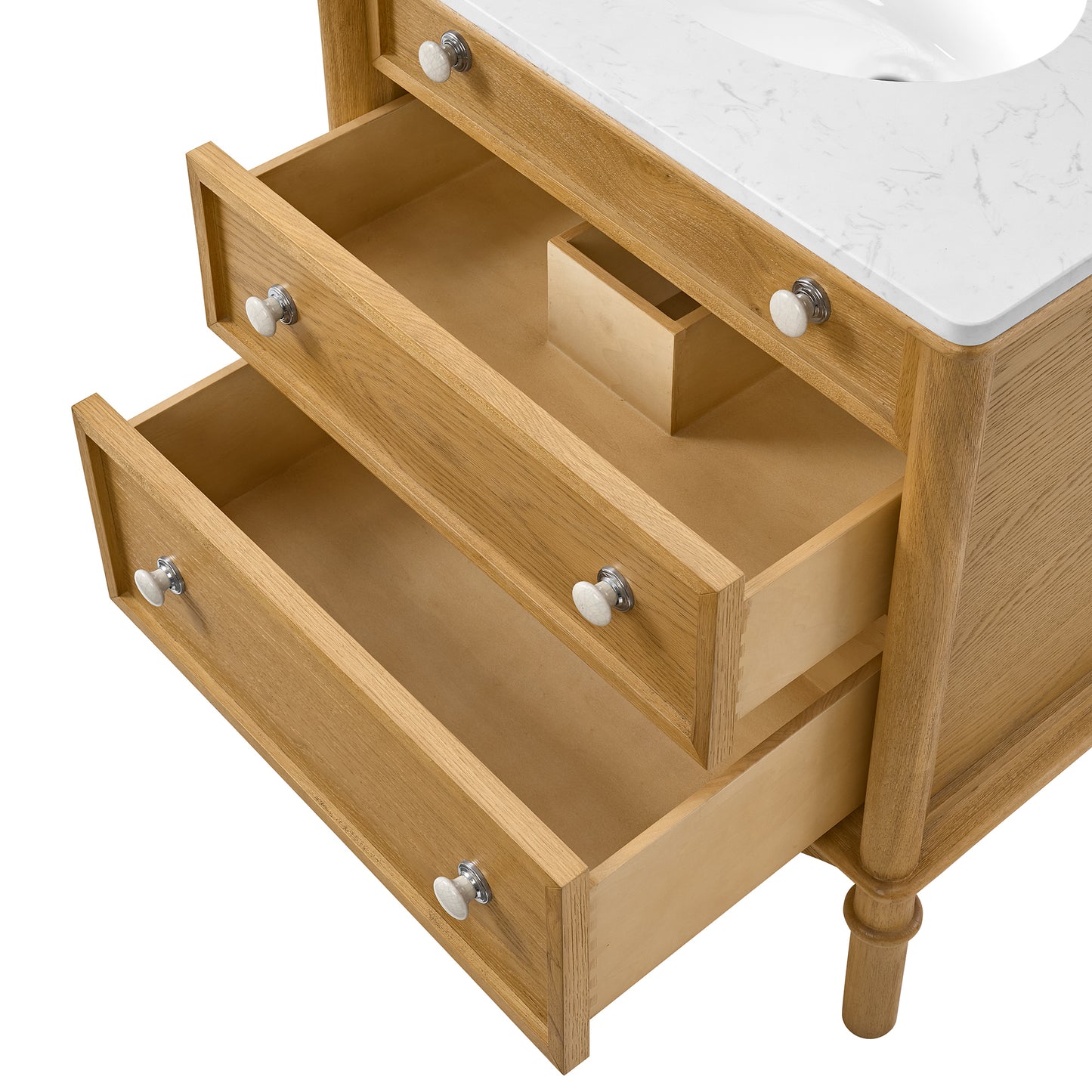 Juliette 30"W x 20"D Single Bathroom Vanity | Natural Enhanced Oak | Cultured Marble Countertop