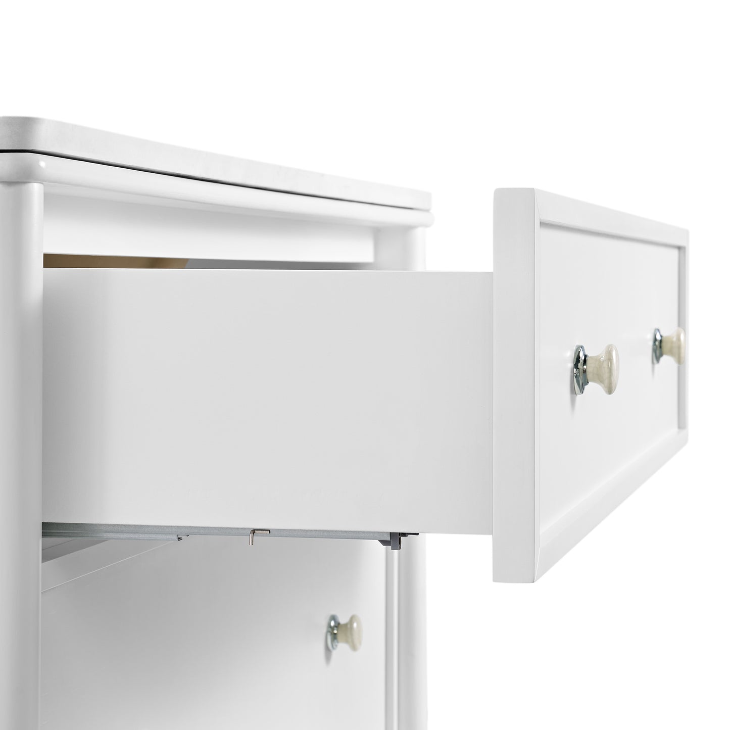 Juliette 48"W Scallop Single Bathroom Vanity | Blanc White |Cultured Marble Countertop