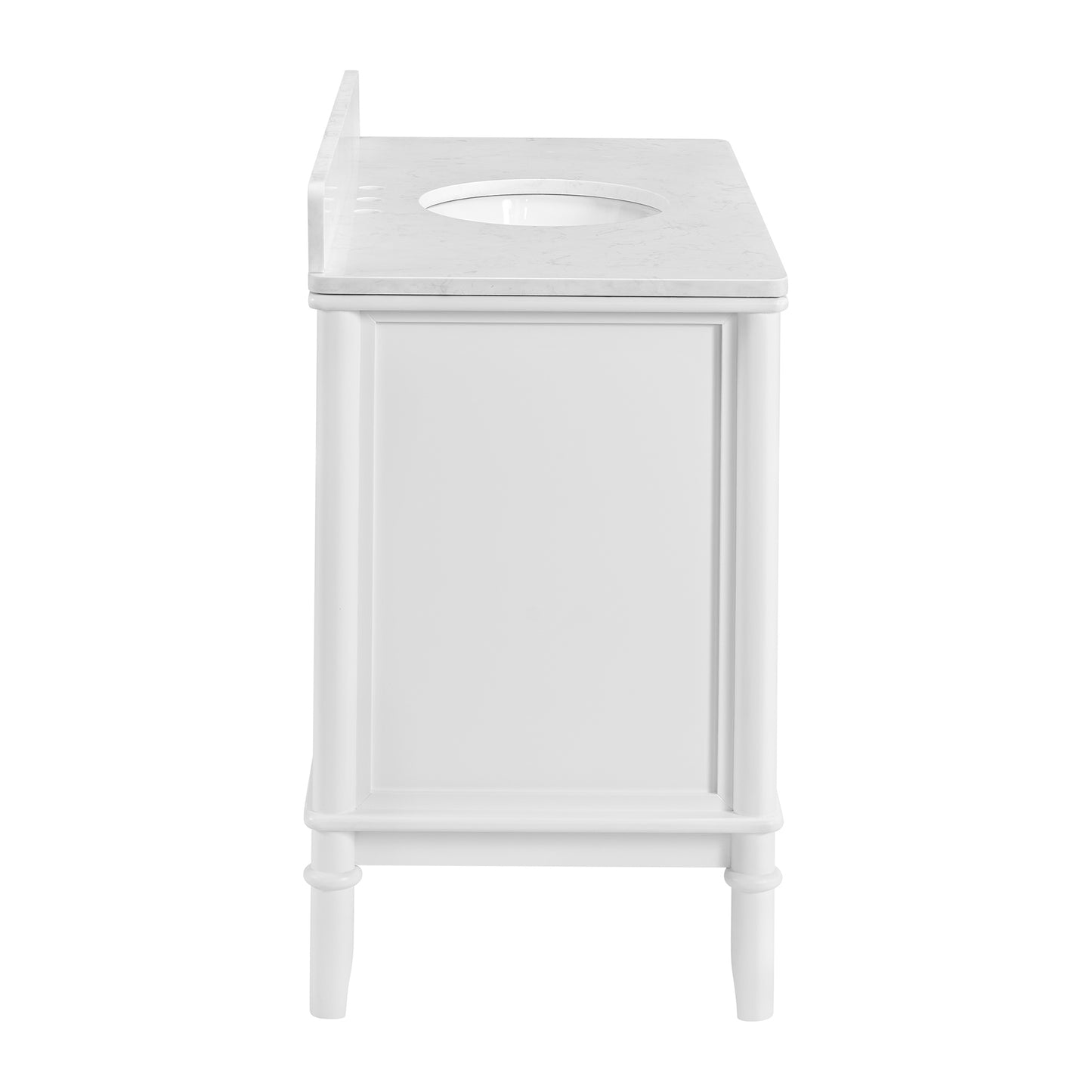 Juliette 48"W Scallop Single Bathroom Vanity | Blanc White |Cultured Marble Countertop