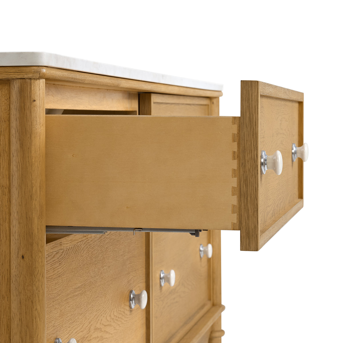 Juliette 72"W Scallop Double Bathroom Vanity | Natural Enhanced Oak | Cultured Marble Countertop