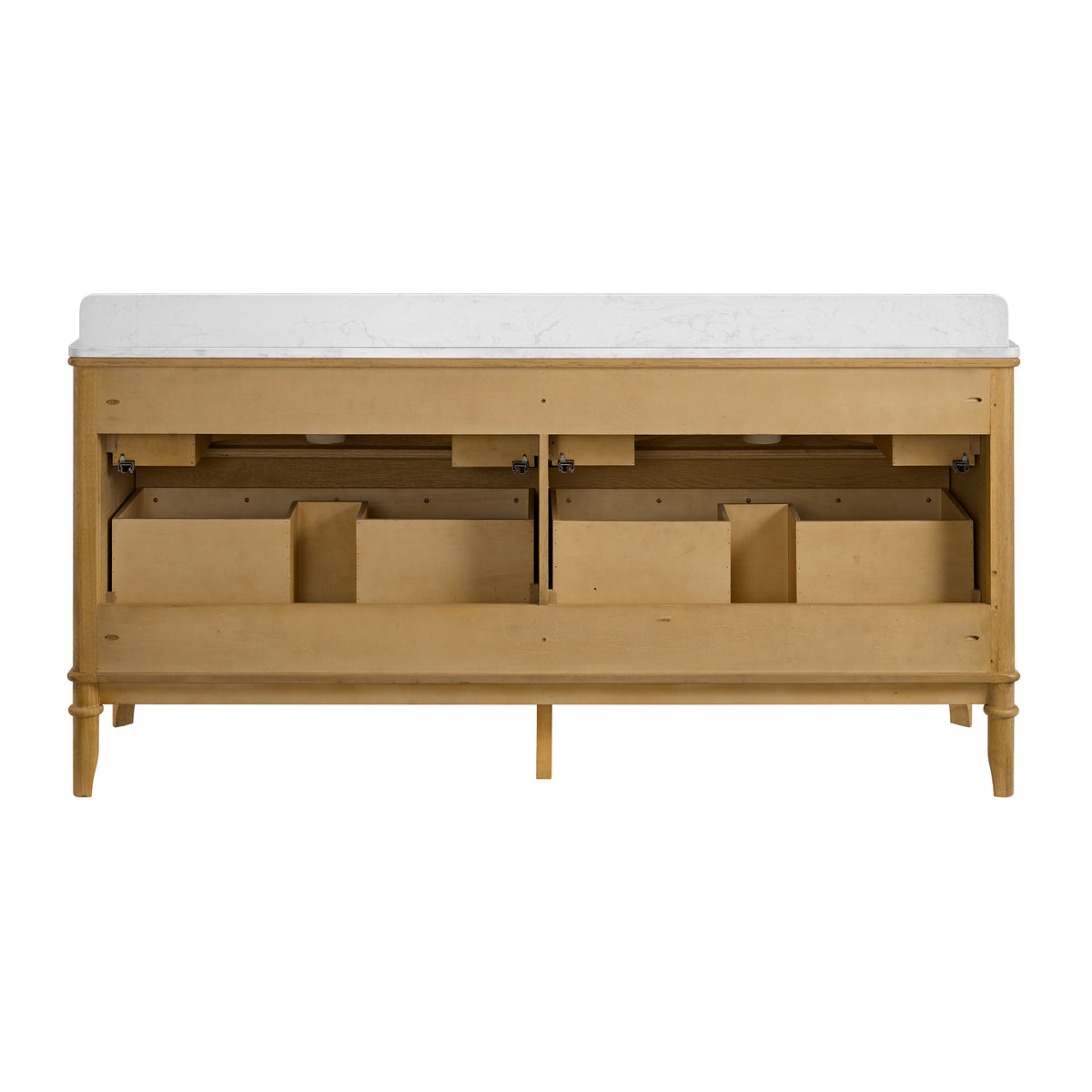 Juliette 72"W Scallop Double Bathroom Vanity | Natural Enhanced Oak | Cultured Marble Countertop