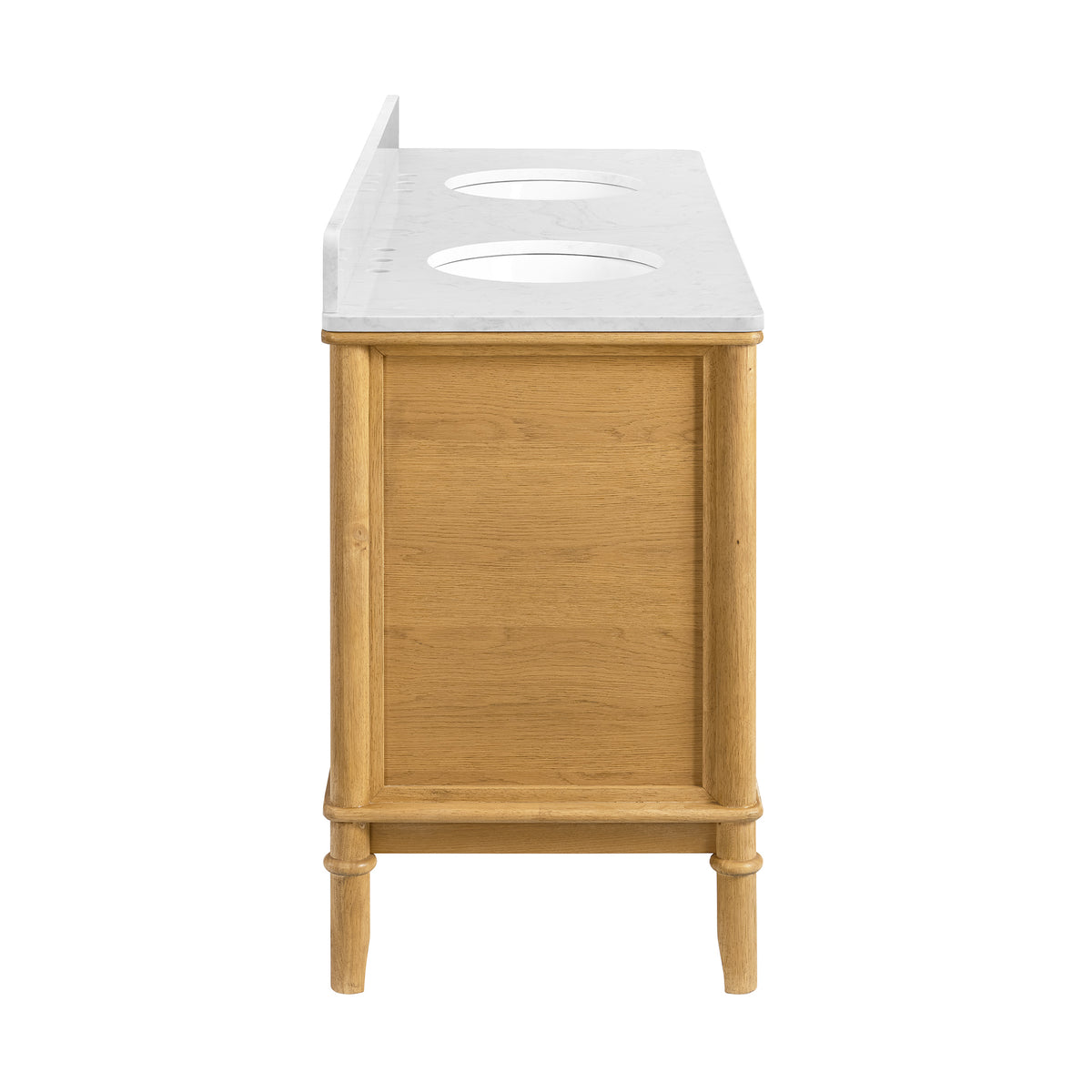 Juliette 72"W Scallop Double Bathroom Vanity | Natural Enhanced Oak | Cultured Marble Countertop