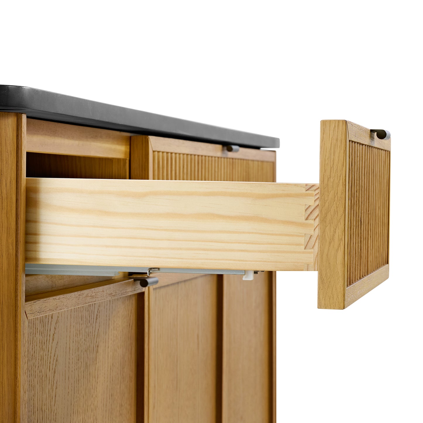 Kathryne 60" Kitchen Island in Oak | Quartz Countertop