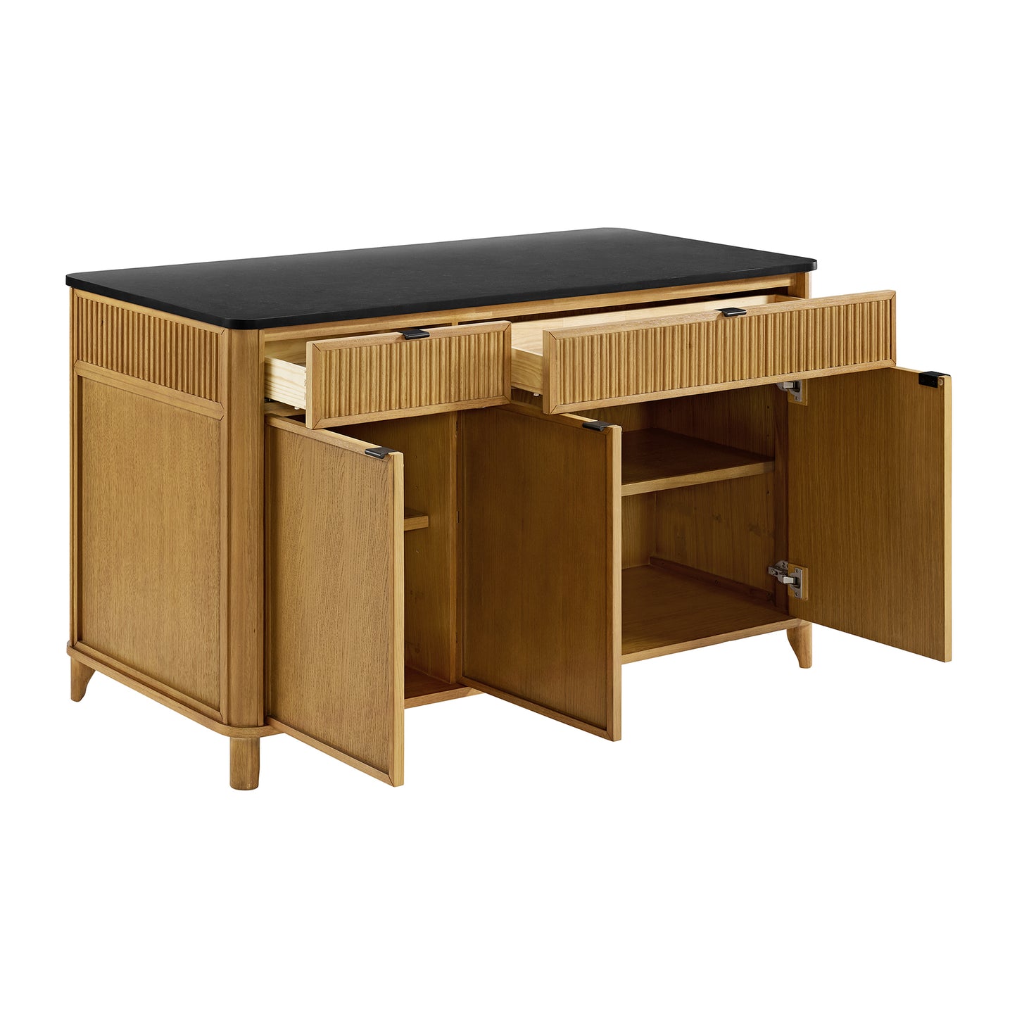 Kathryne 60" Kitchen Island in Oak | Quartz Countertop