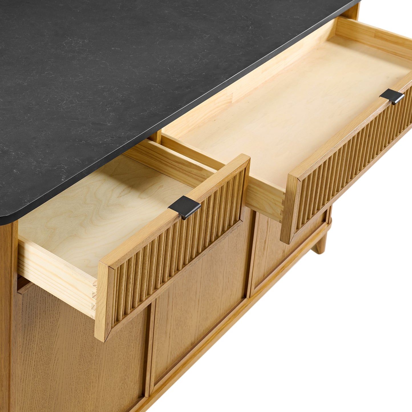 Kathryne 60" Kitchen Island in Oak | Quartz Countertop