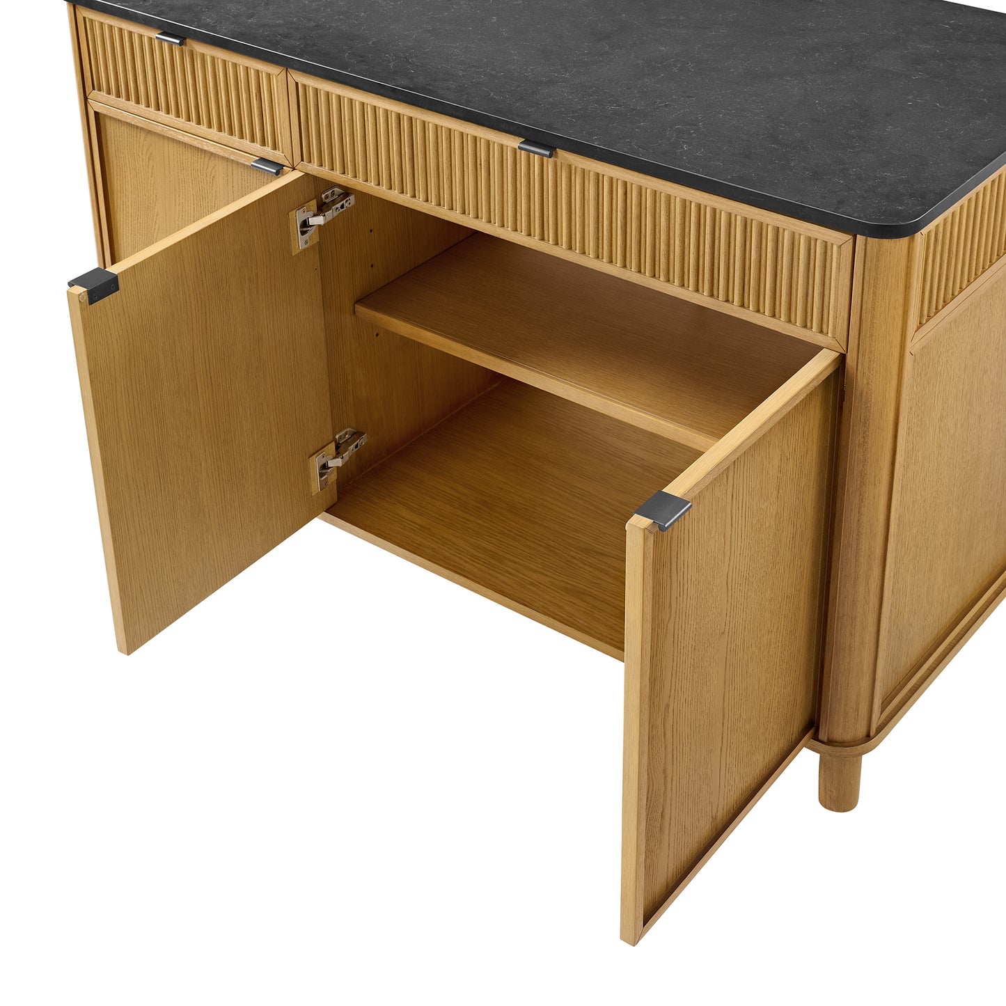 Kathryne 60" Kitchen Island in Oak | Quartz Countertop