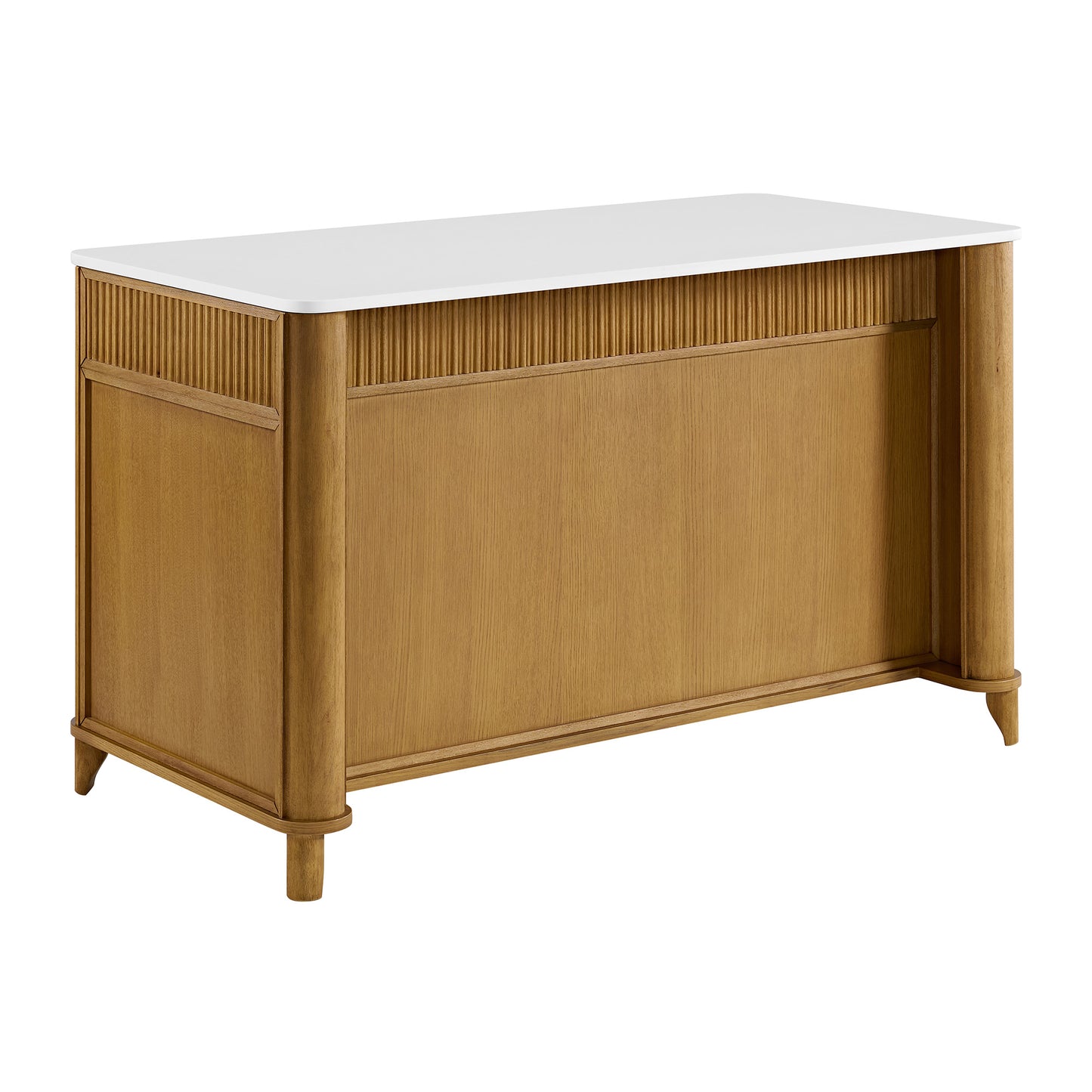 Kathryne 60" Kitchen Island in Oak | Quartz Countertop