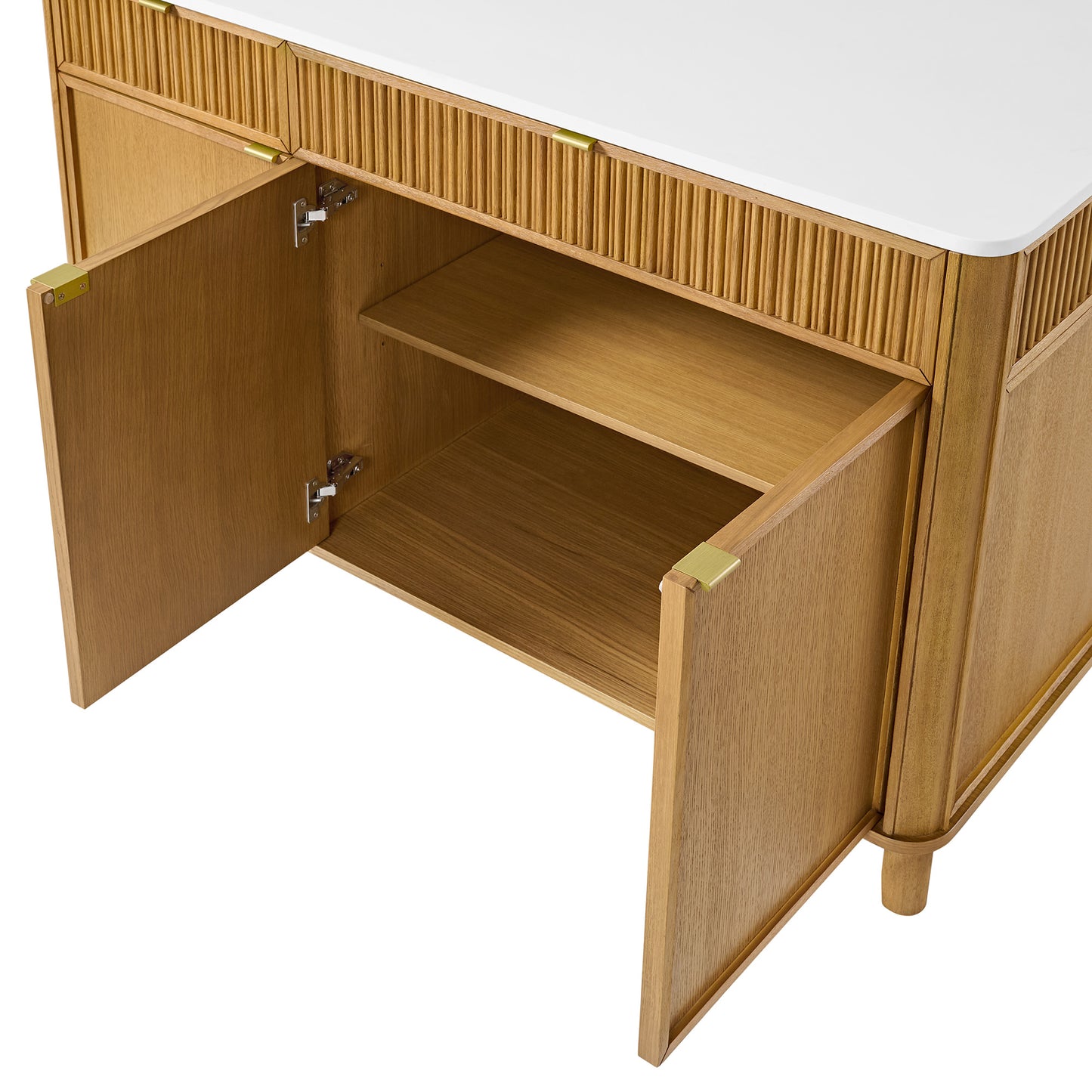 Kathryne 60" Kitchen Island in Oak | Quartz Countertop