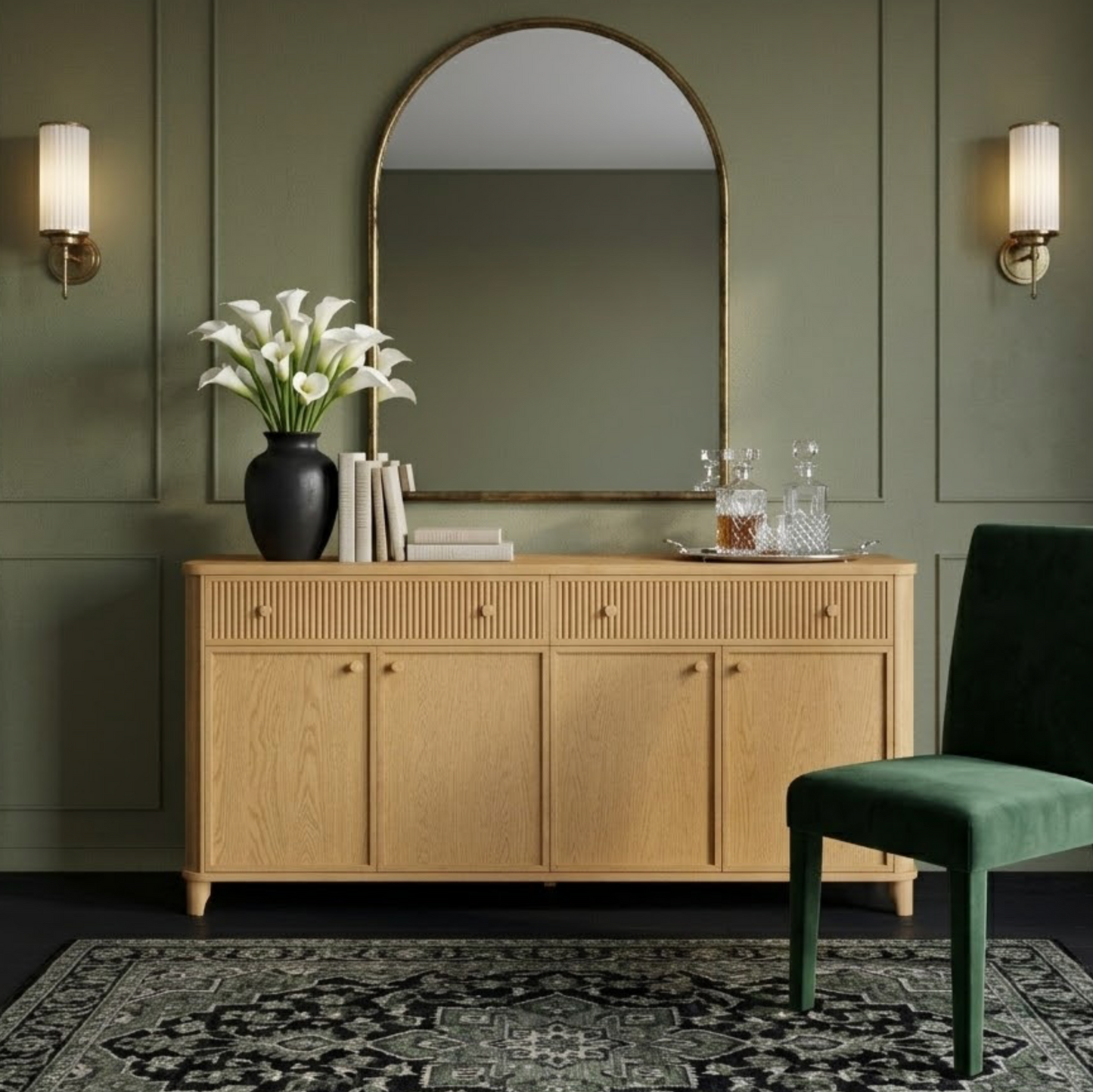 Kathryne 74" Solid Wood Sideboard Buffet In Natural Oak