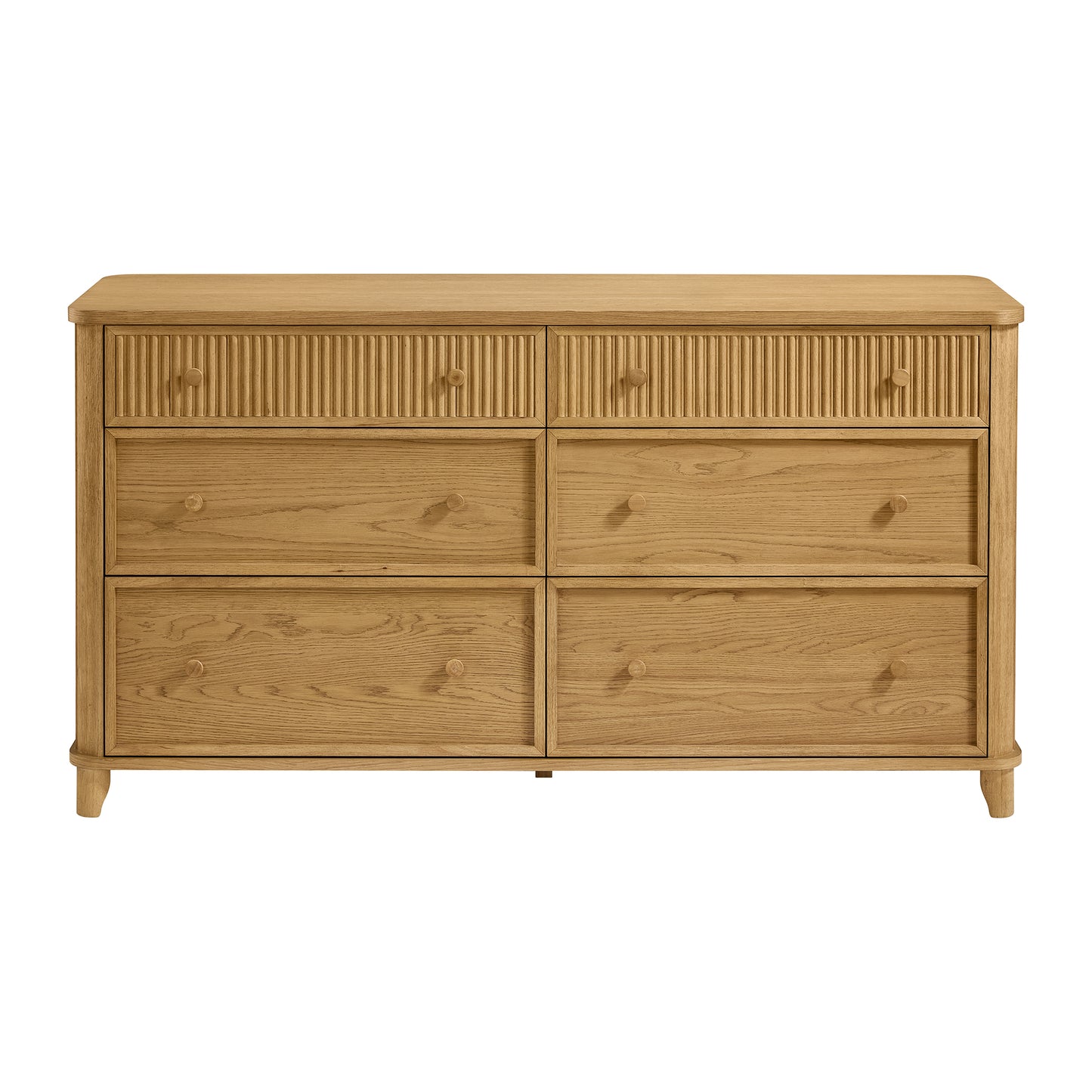 Kathryne 64" Wide Solid Wood 6-Drawer Double Dresser In Natural Oak