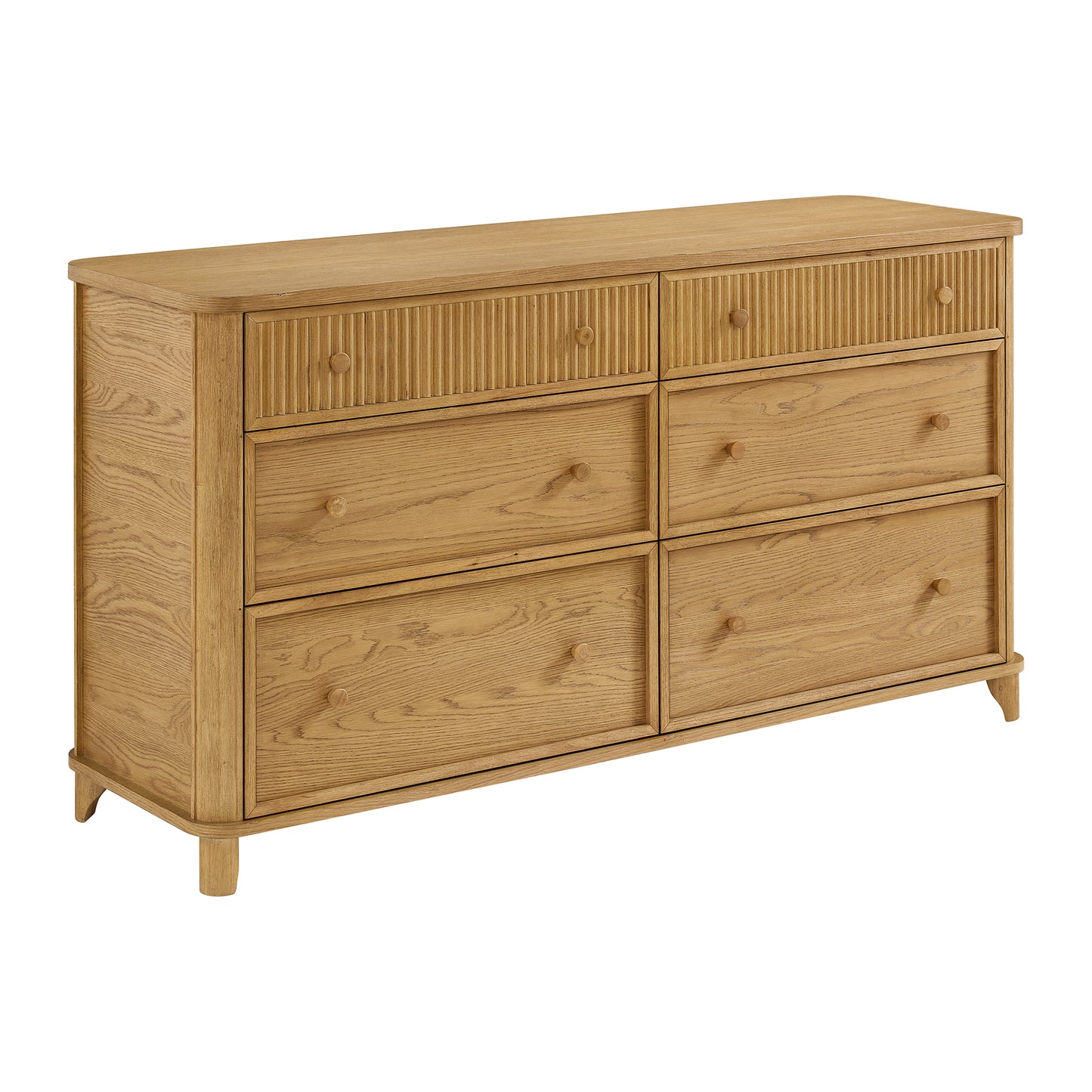 Kathryne 64" Wide Solid Wood 6-Drawer Double Dresser In Natural Oak