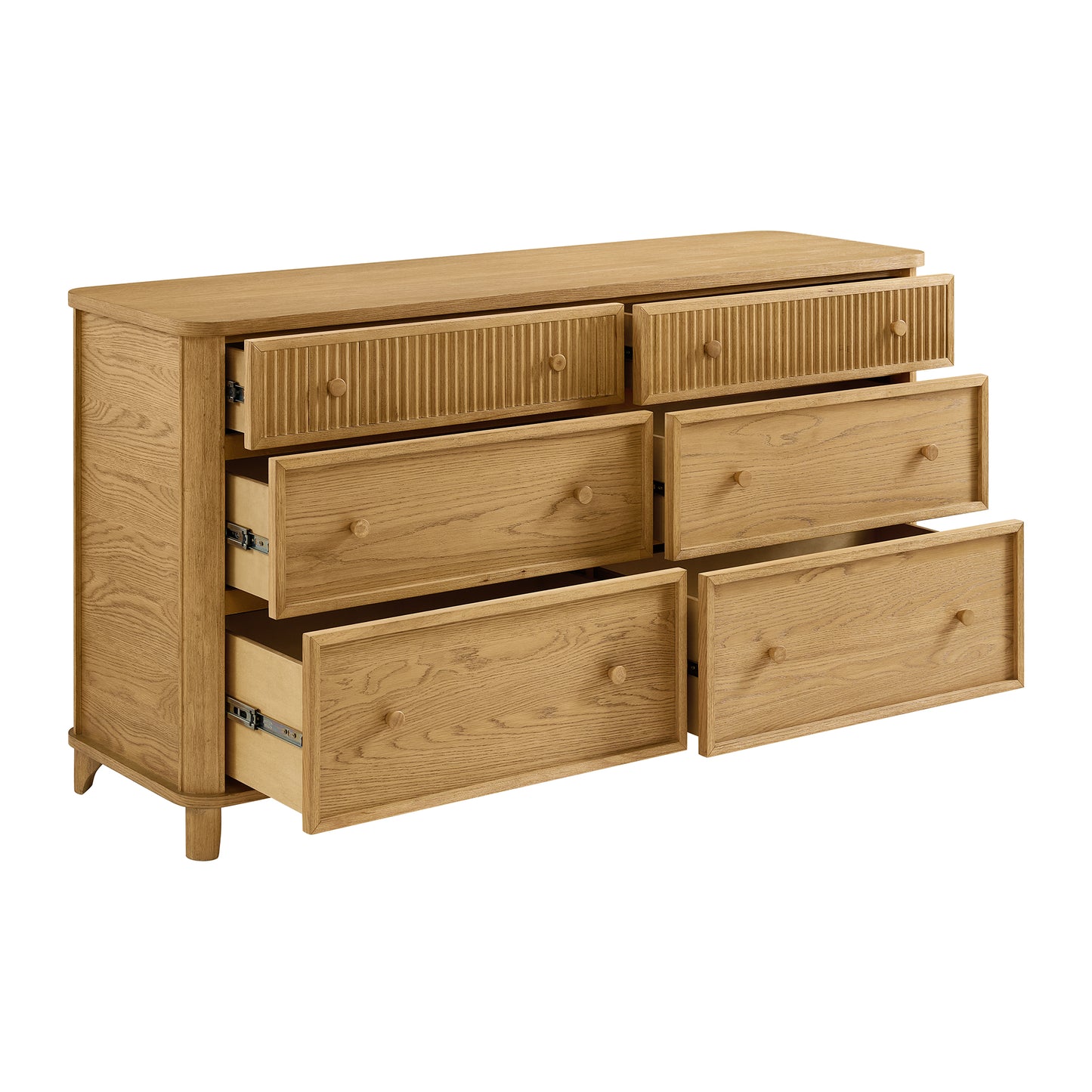 Kathryne 64" Wide Solid Wood 6-Drawer Double Dresser In Natural Oak