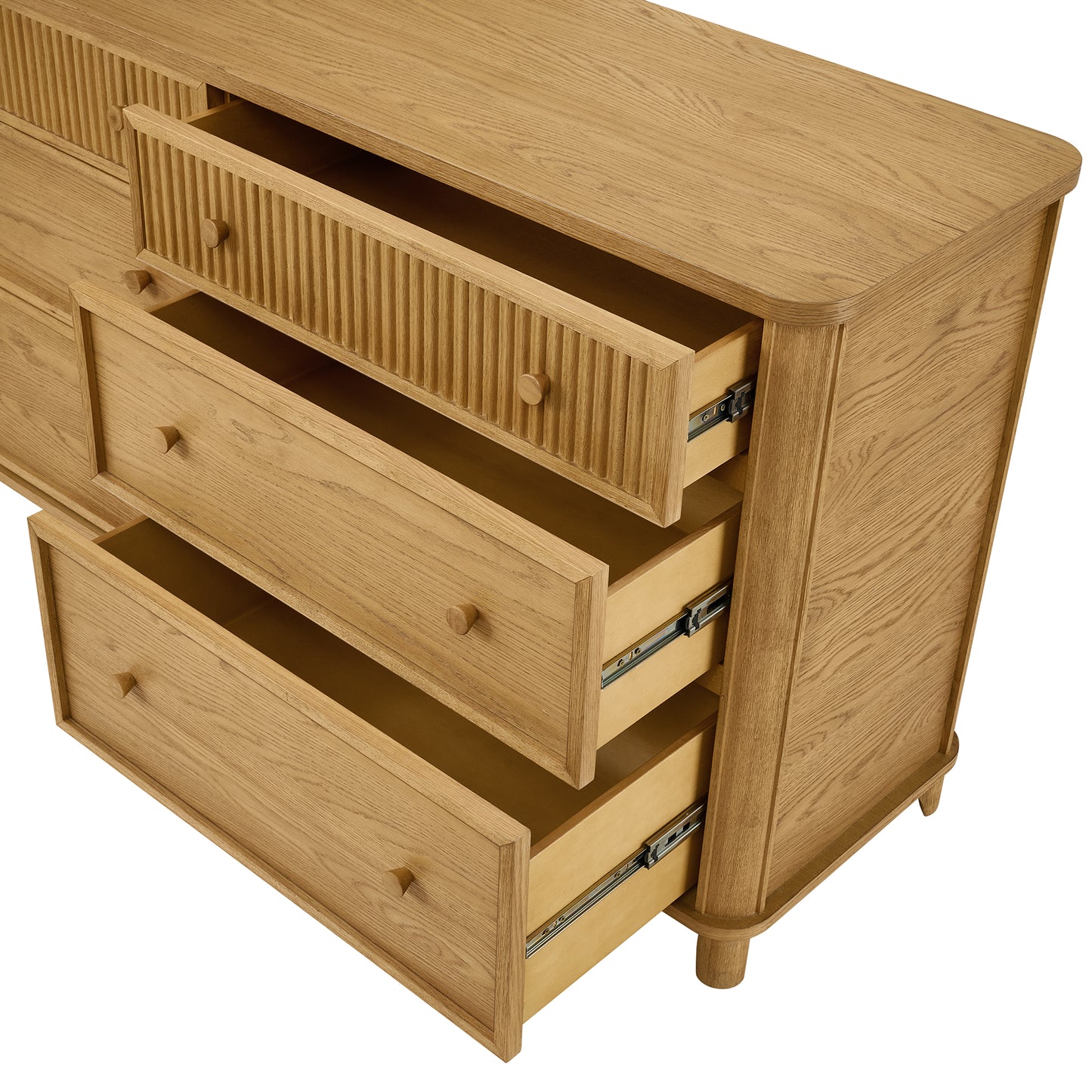 Kathryne 64" Wide Solid Wood 6-Drawer Double Dresser In Natural Oak