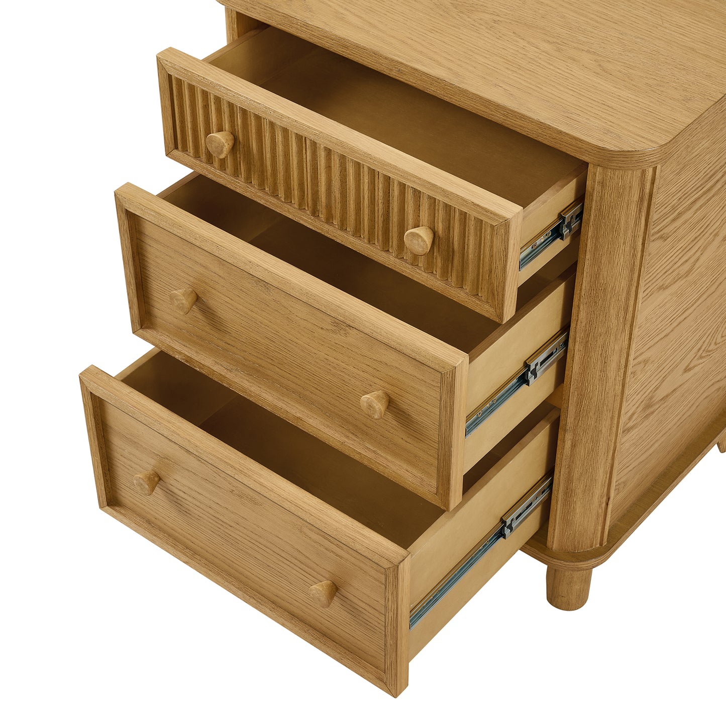 Kathryne 24" Solid Wood 3-Drawer Nightstand In Natural Oak