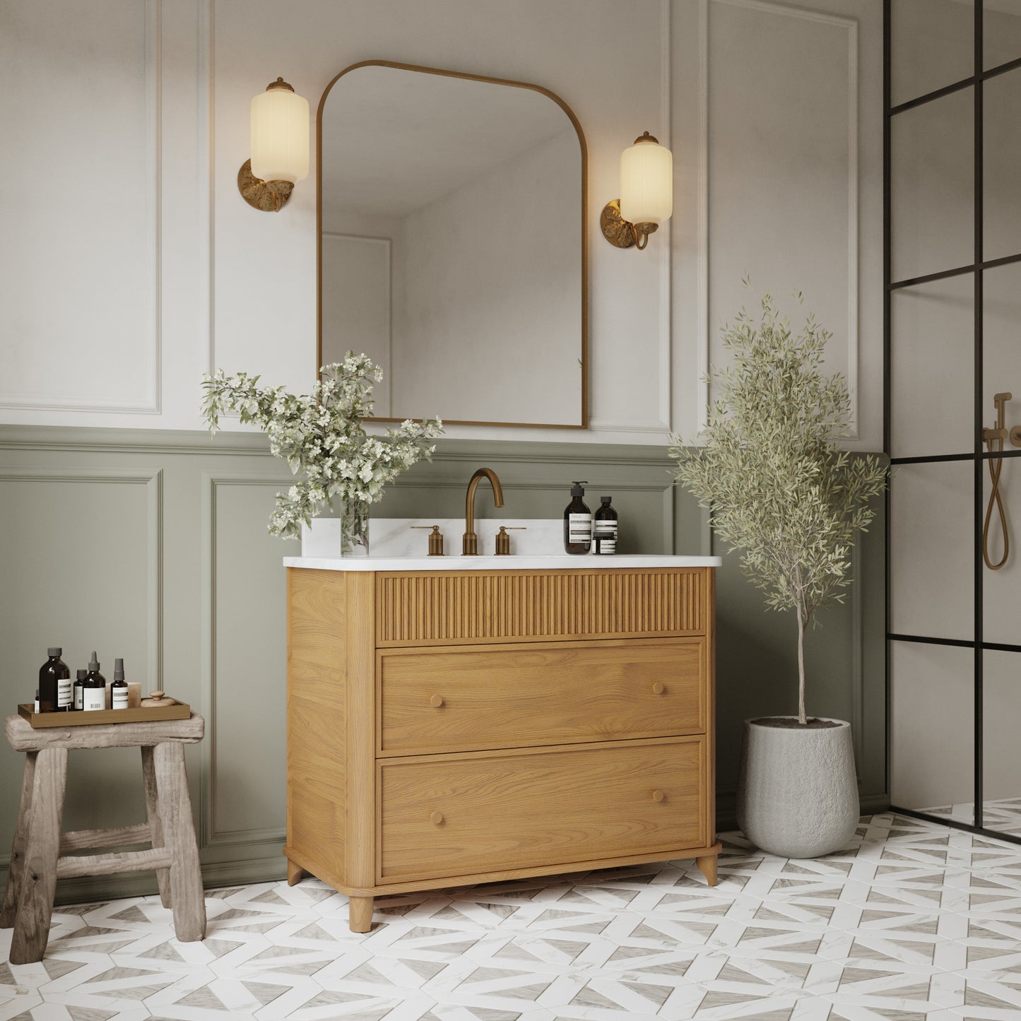 Kathryne 42" Single Bathroom Vanity | Statuario Quartz Countertop