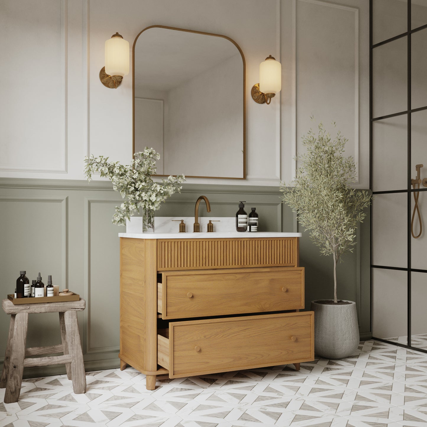 Kathryne 42" Single Bathroom Vanity | Statuario Quartz Countertop