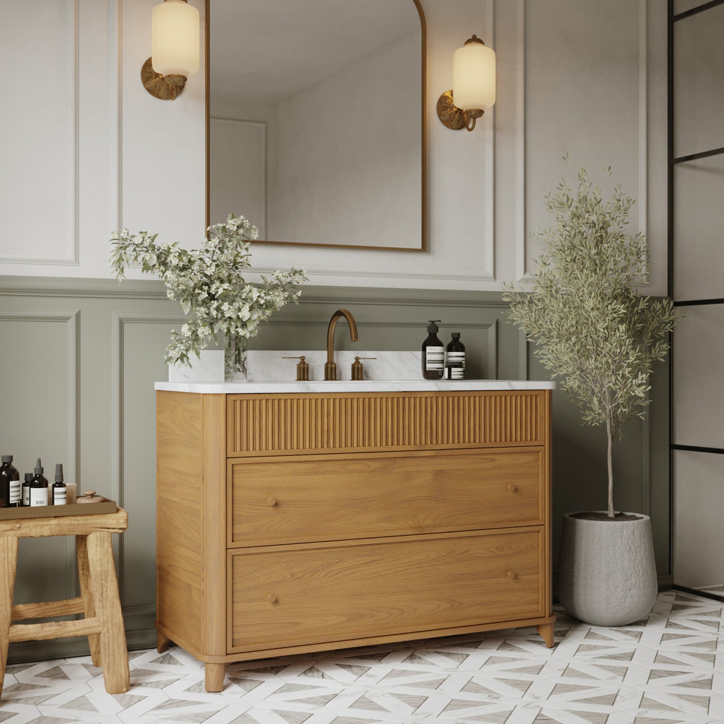 Kathryne 48" Single Sink Bathroom Vanity | Statuario Quartz Countertop