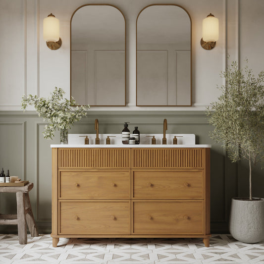 Kathryne 54" Double Bathroom Vanity | Statuario Quartz Countertop