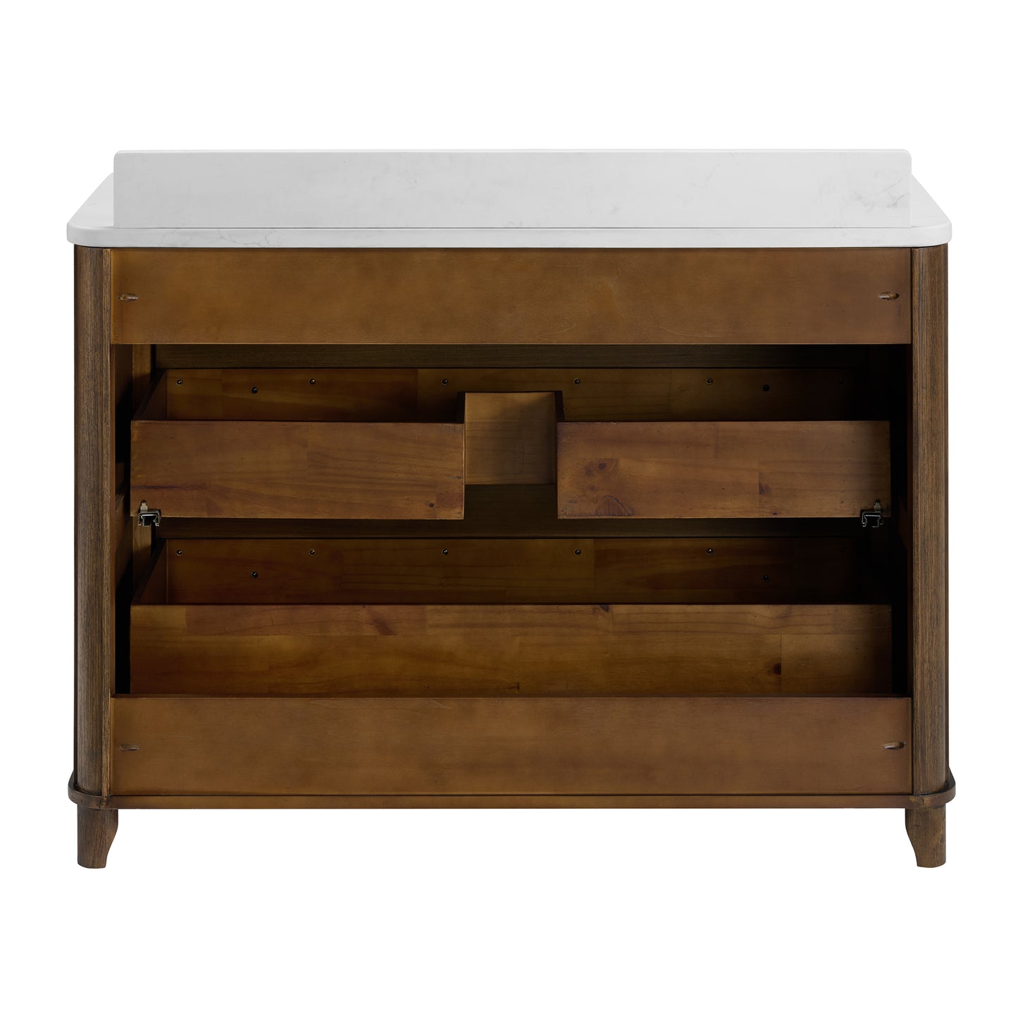 Kathryne 48" Bathroom Vanity in Enhanced Brown Oak | Statuario Quartz