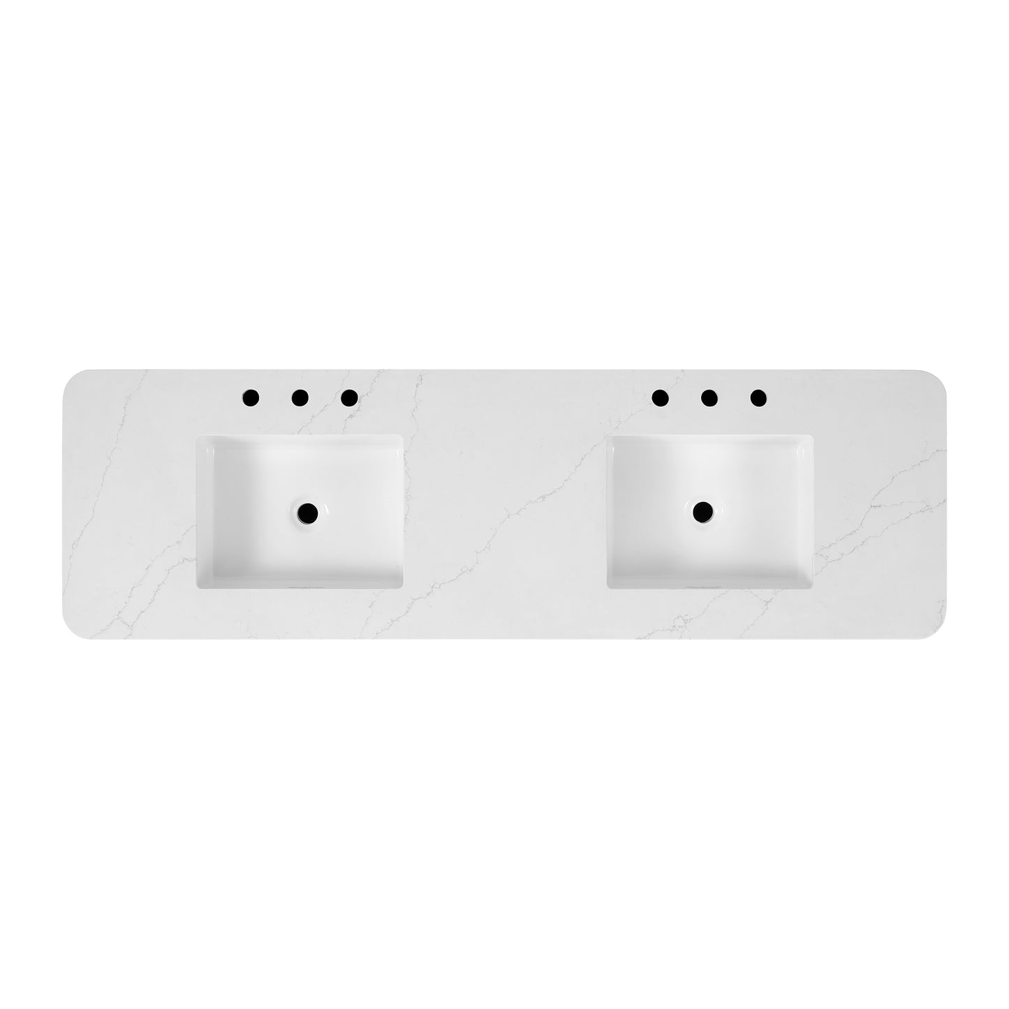 Kathryne 72" Double Bathroom Vanity in Enhaced Brown Oak | Statuario Quartz Countertop