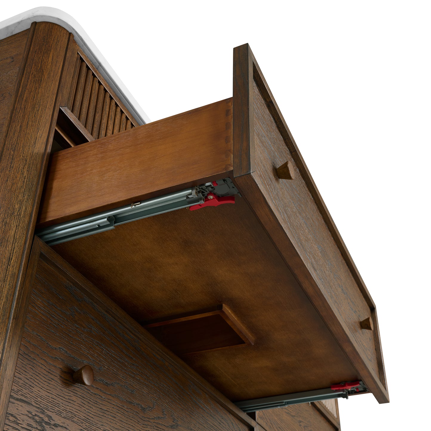 Kathryne 72" Double Bathroom Vanity in Enhaced Brown Oak | Statuario Quartz Countertop