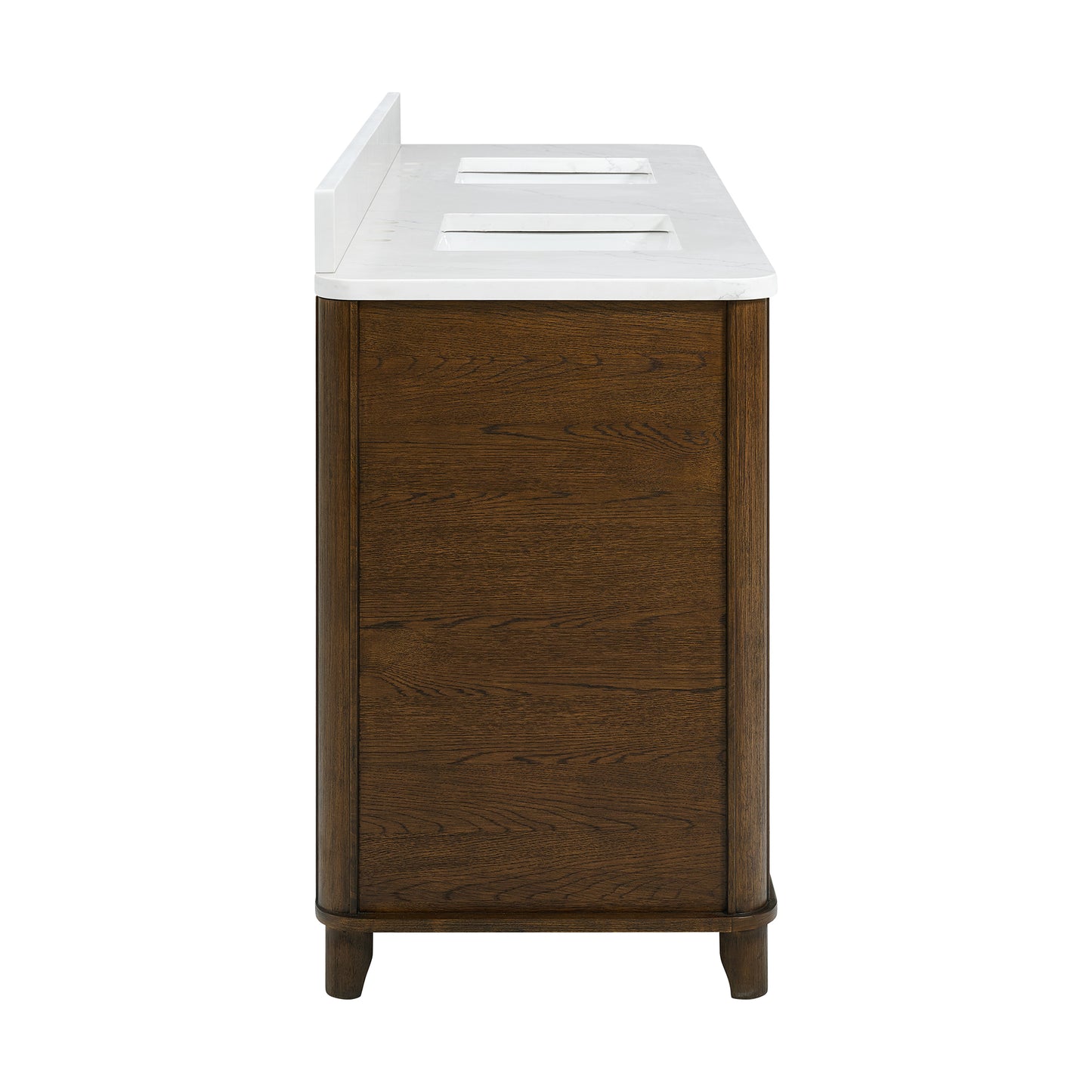 Kathryne 72" Double Bathroom Vanity in Enhaced Brown Oak | Statuario Quartz Countertop