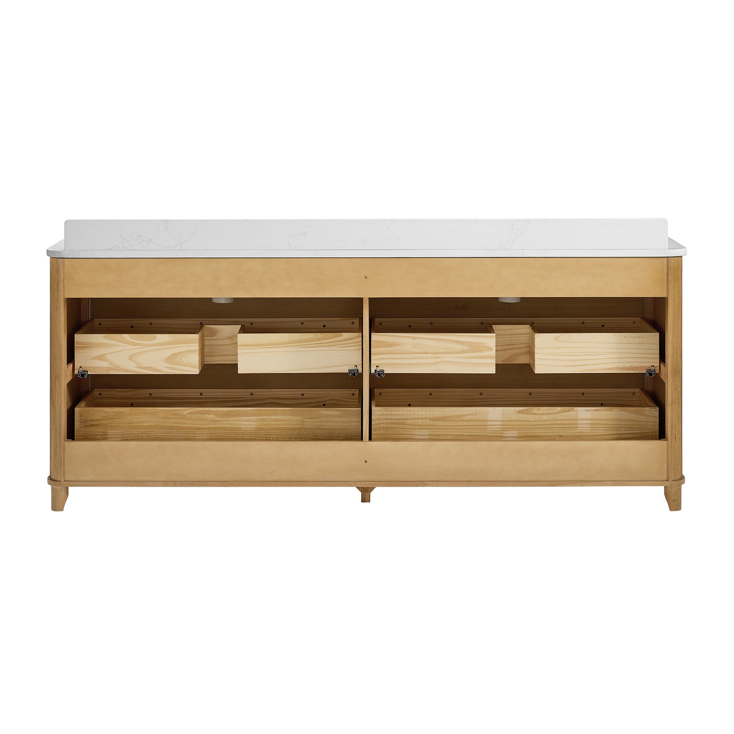 Kathryne Reeded 84" Double Bathroom Vanity in Enhanced Natural Oak | Statuario Quartz Countertop