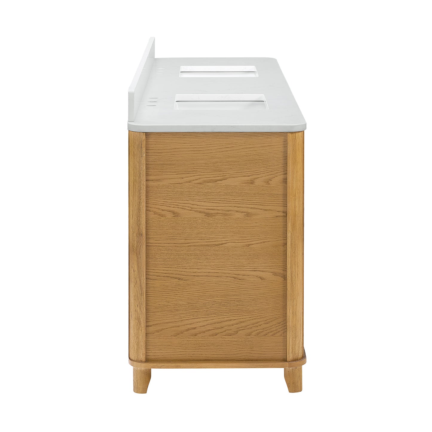 Kathryne Reeded 84" Double Bathroom Vanity in Enhanced Natural Oak | Statuario Quartz Countertop