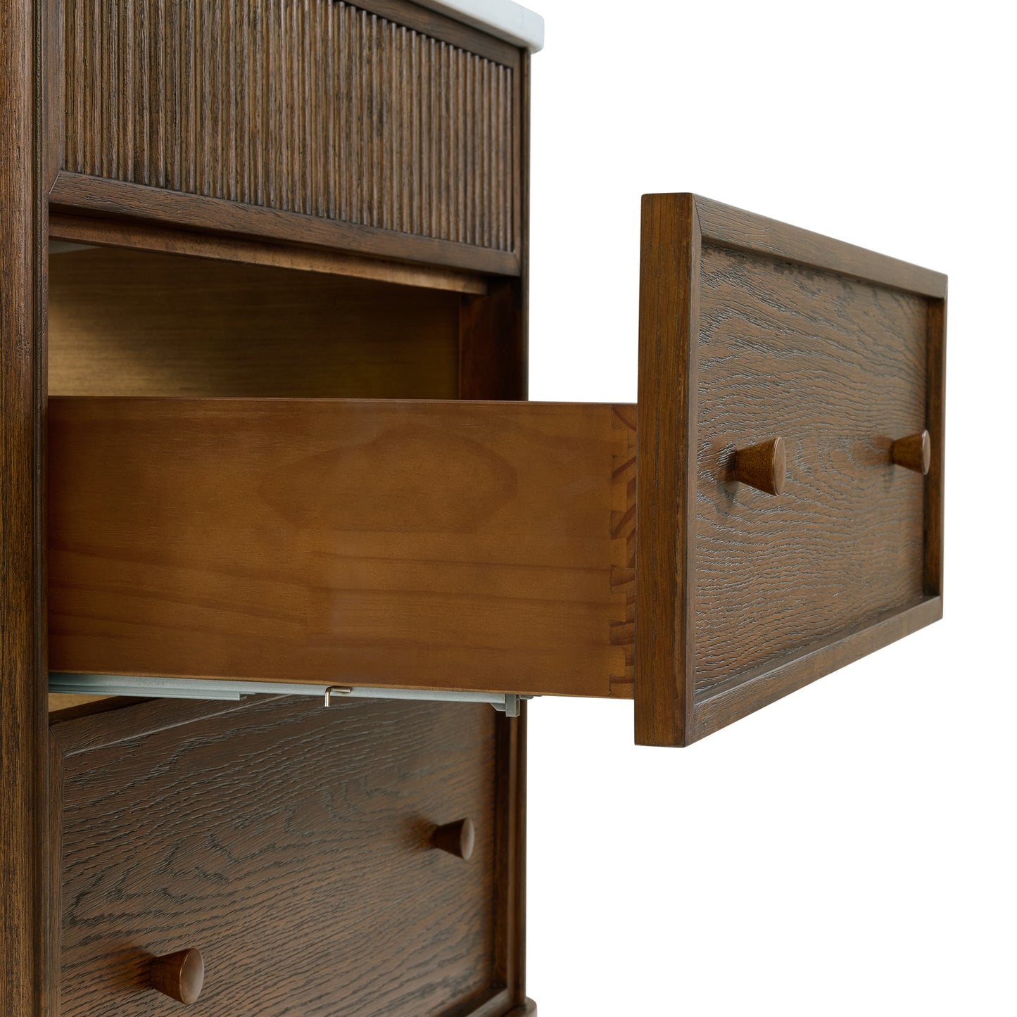 Kathryne 36" Single Bathroom Vanity in Enhanced Brown Oak | Statuario Quartz Countertop