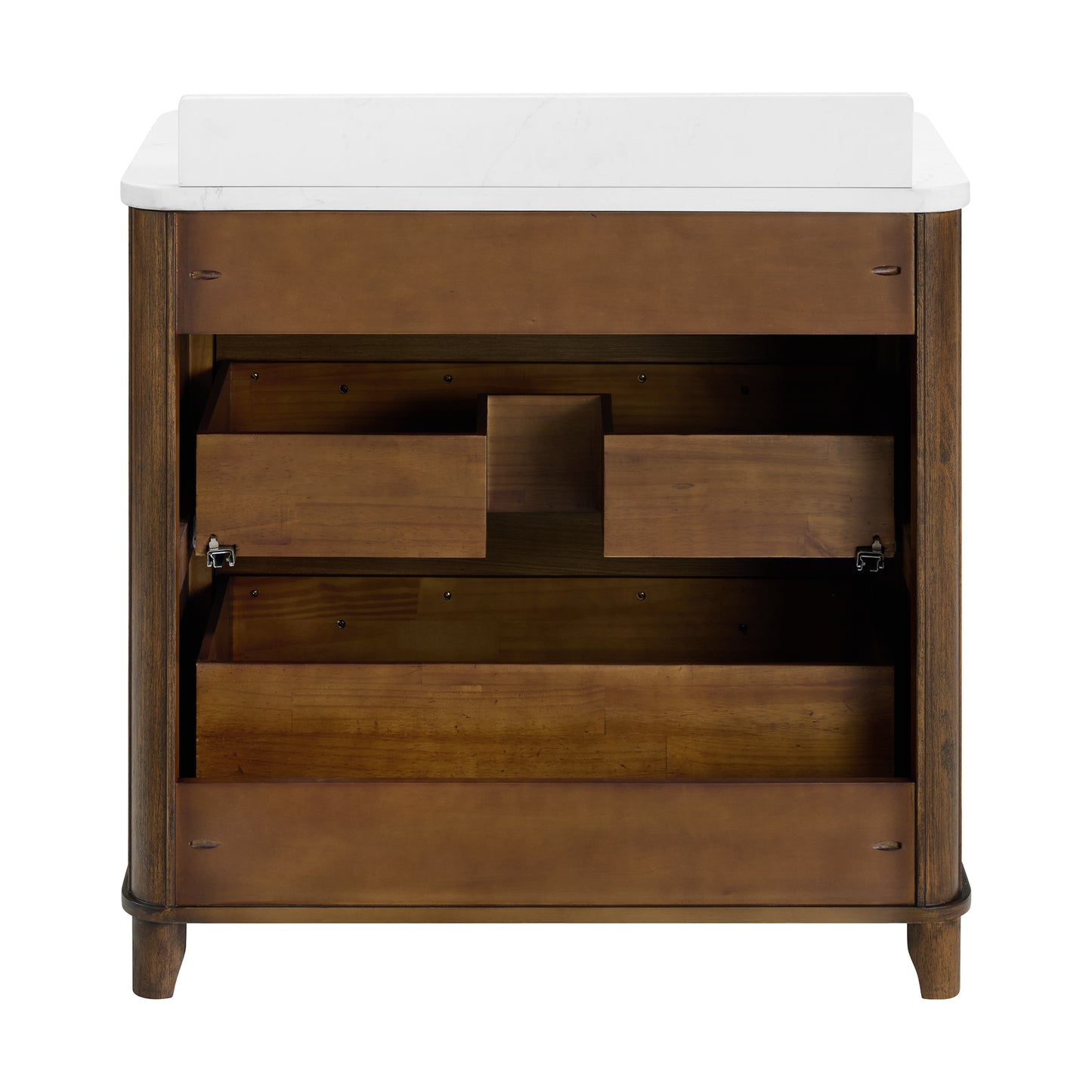 Kathryne 36" Single Bathroom Vanity in Enhanced Brown Oak | Statuario Quartz Countertop