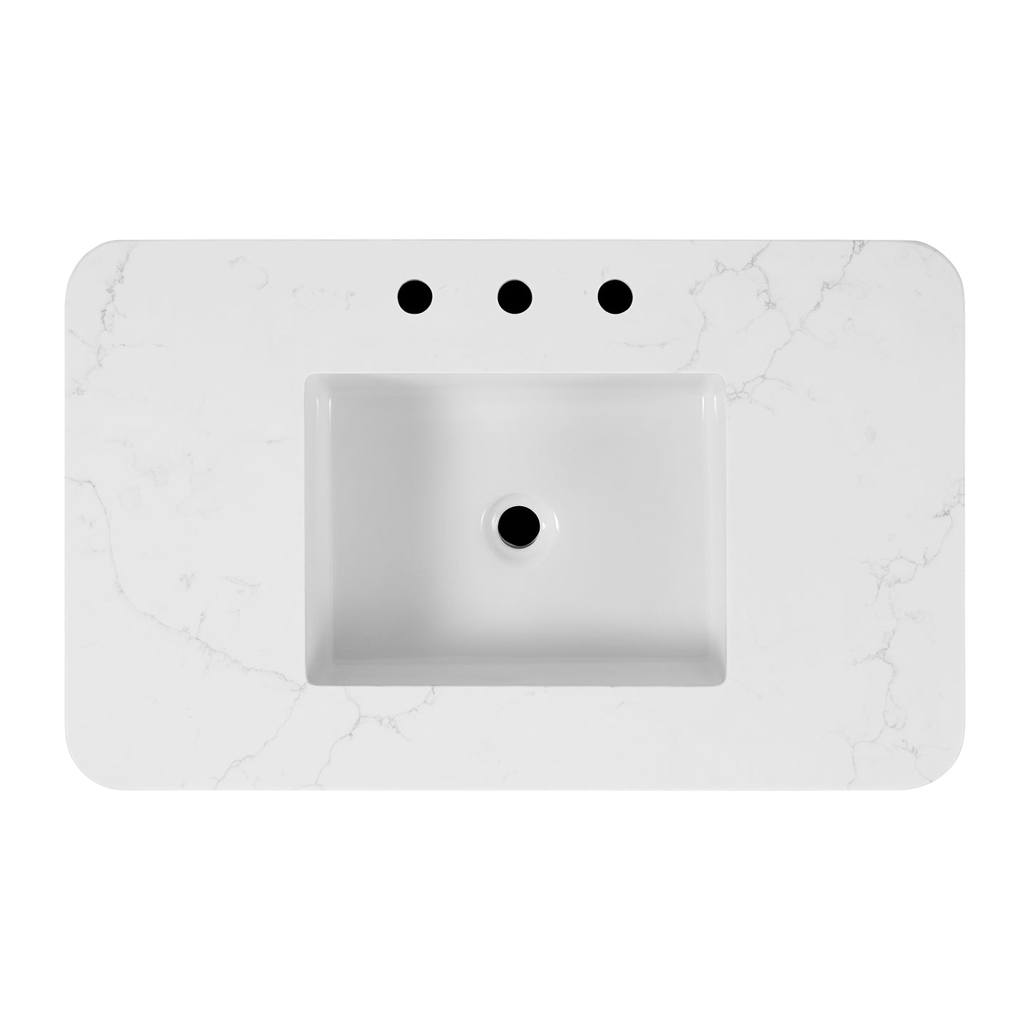 Kathryne 36" Single Bathroom Vanity in Enhanced Brown Oak | Statuario Quartz Countertop