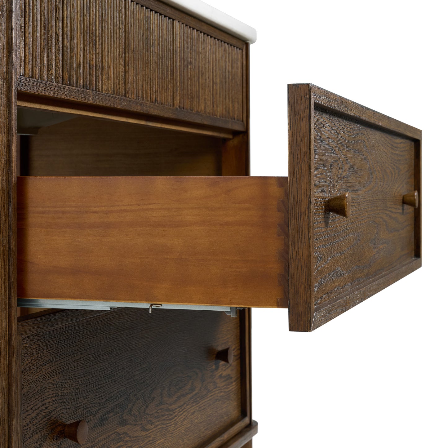 Kathryne 42" Single Bathroom Vanity in Enhanced Brown Oak | Statuario Quartz Countertop