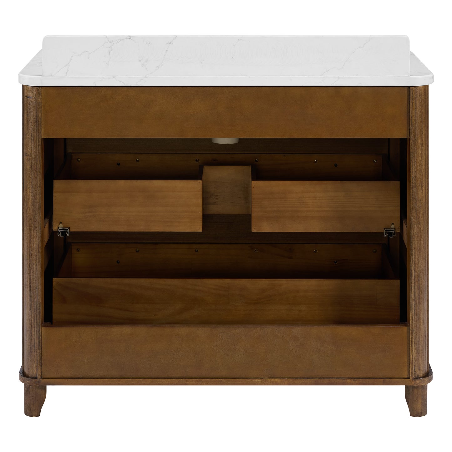 Kathryne 42" Single Bathroom Vanity in Enhanced Brown Oak | Statuario Quartz Countertop