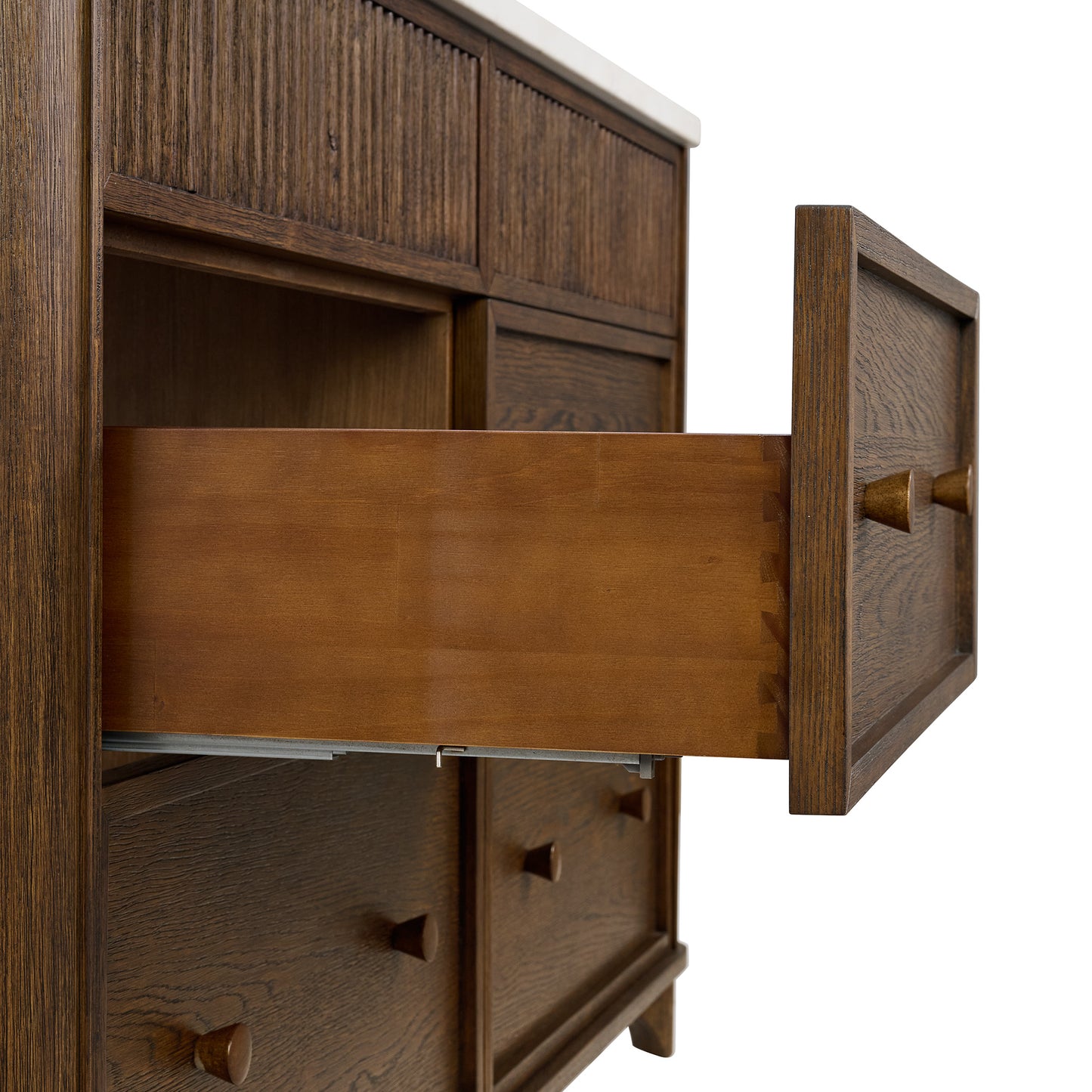 Kathryne 54" Double Bathroom Vanity in Enhanced Brown Oak | Statuario Quartz Countertop
