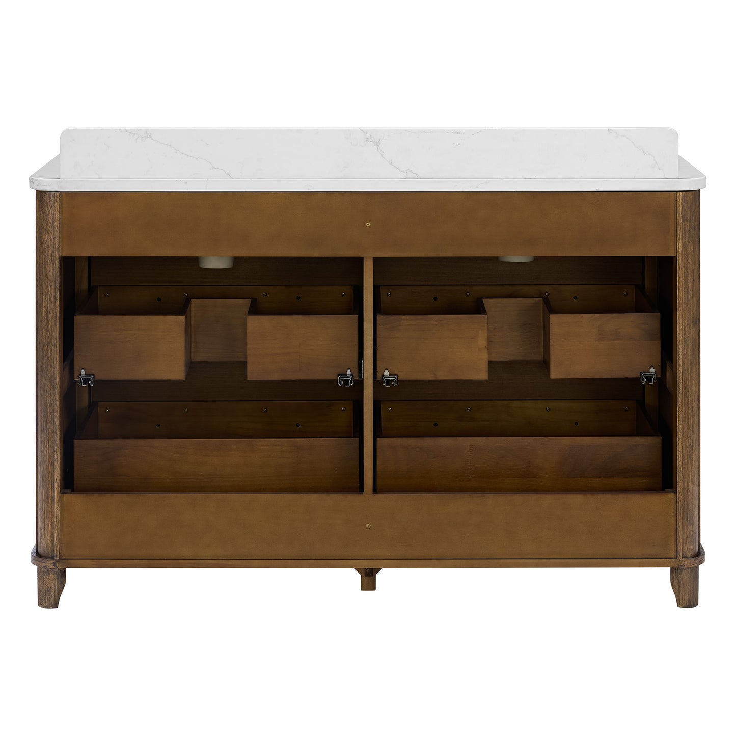 Kathryne 54" Double Bathroom Vanity in Enhanced Brown Oak | Statuario Quartz Countertop