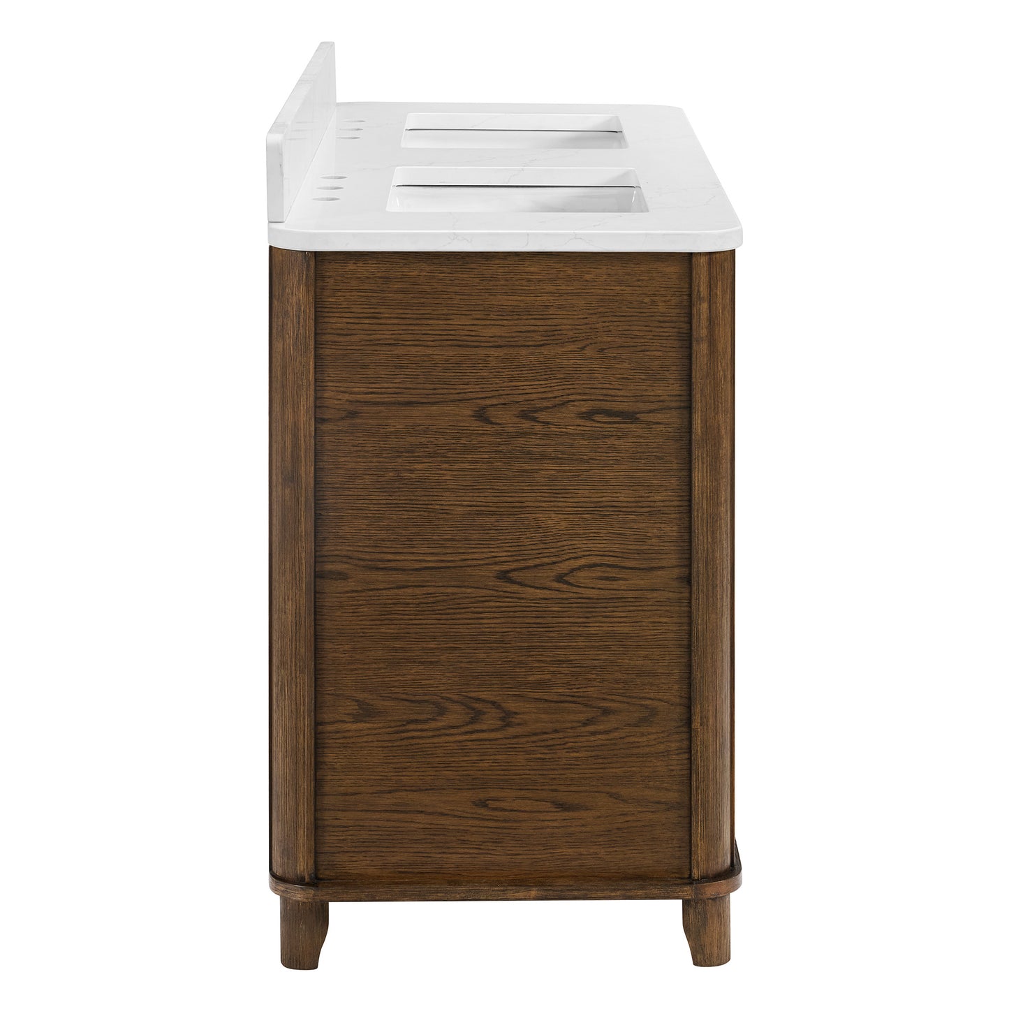 Kathryne 54" Double Bathroom Vanity in Enhanced Brown Oak | Statuario Quartz Countertop