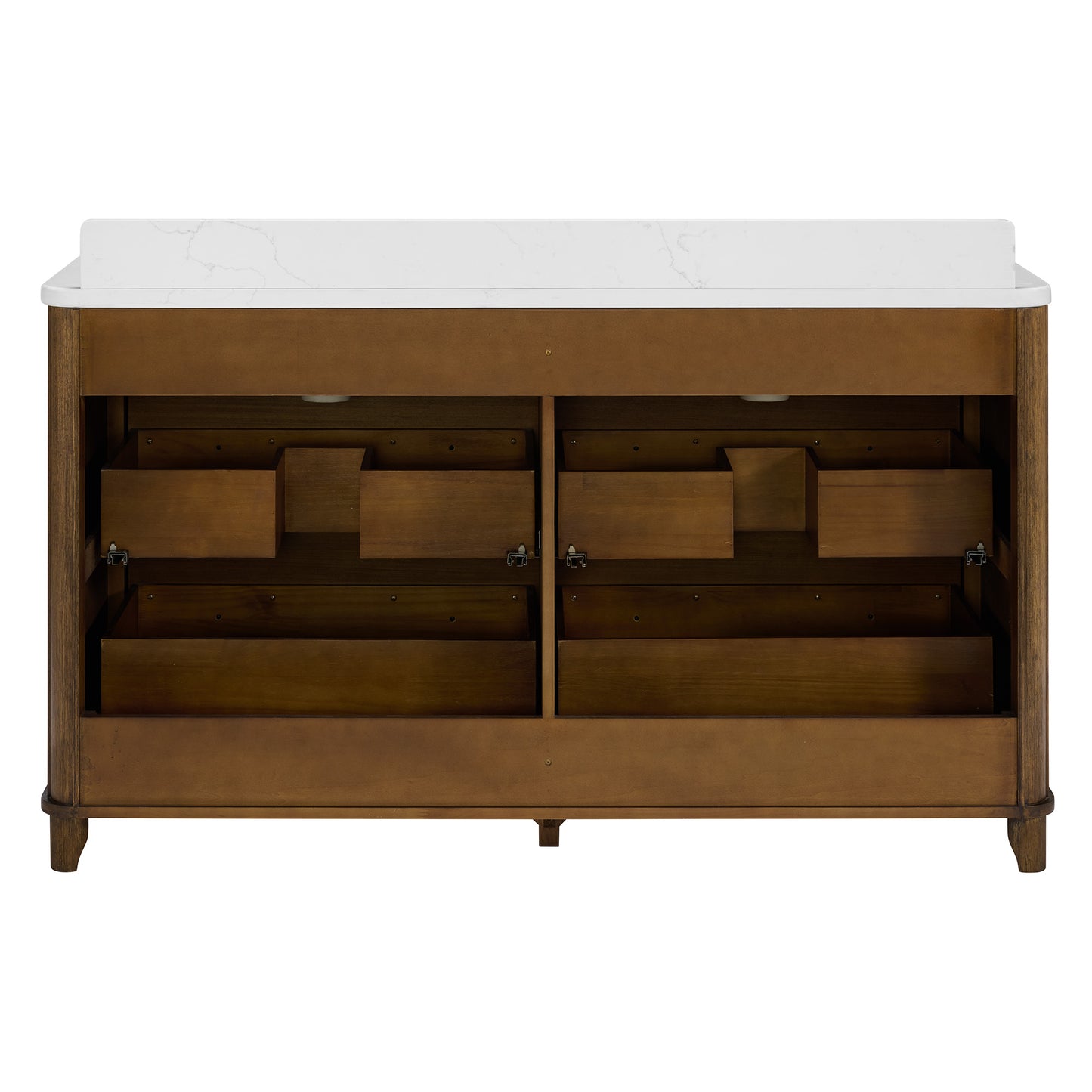 Kathryne 60" Double Bathroom Vanity in Enhanced Brown Oak | Statuario Quartz Countertop